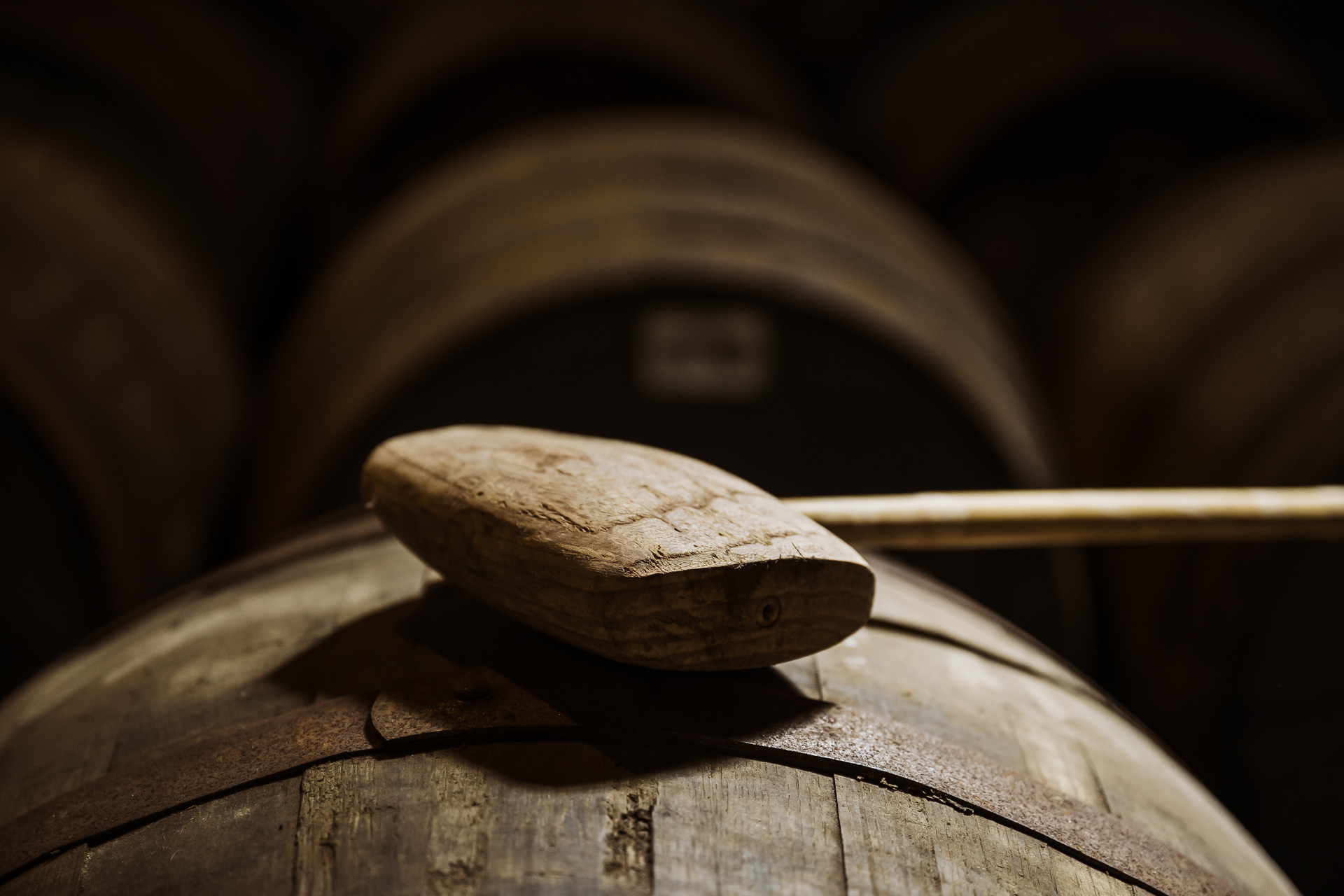 A close up of a whisky barrel 