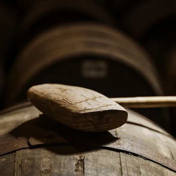 A close up of a whisky barrel