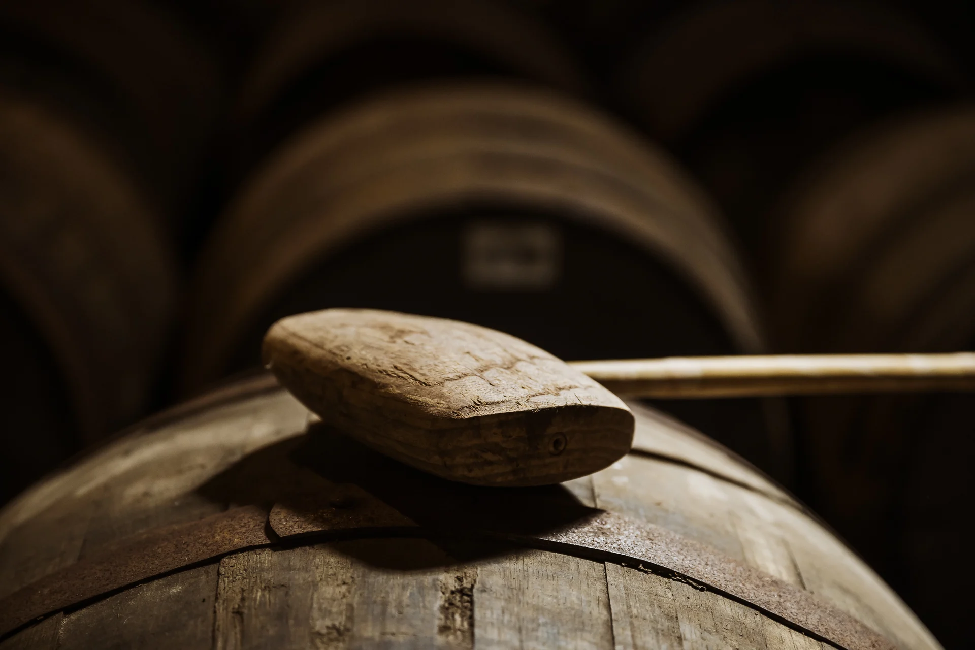 A close up of a whisky barrel 