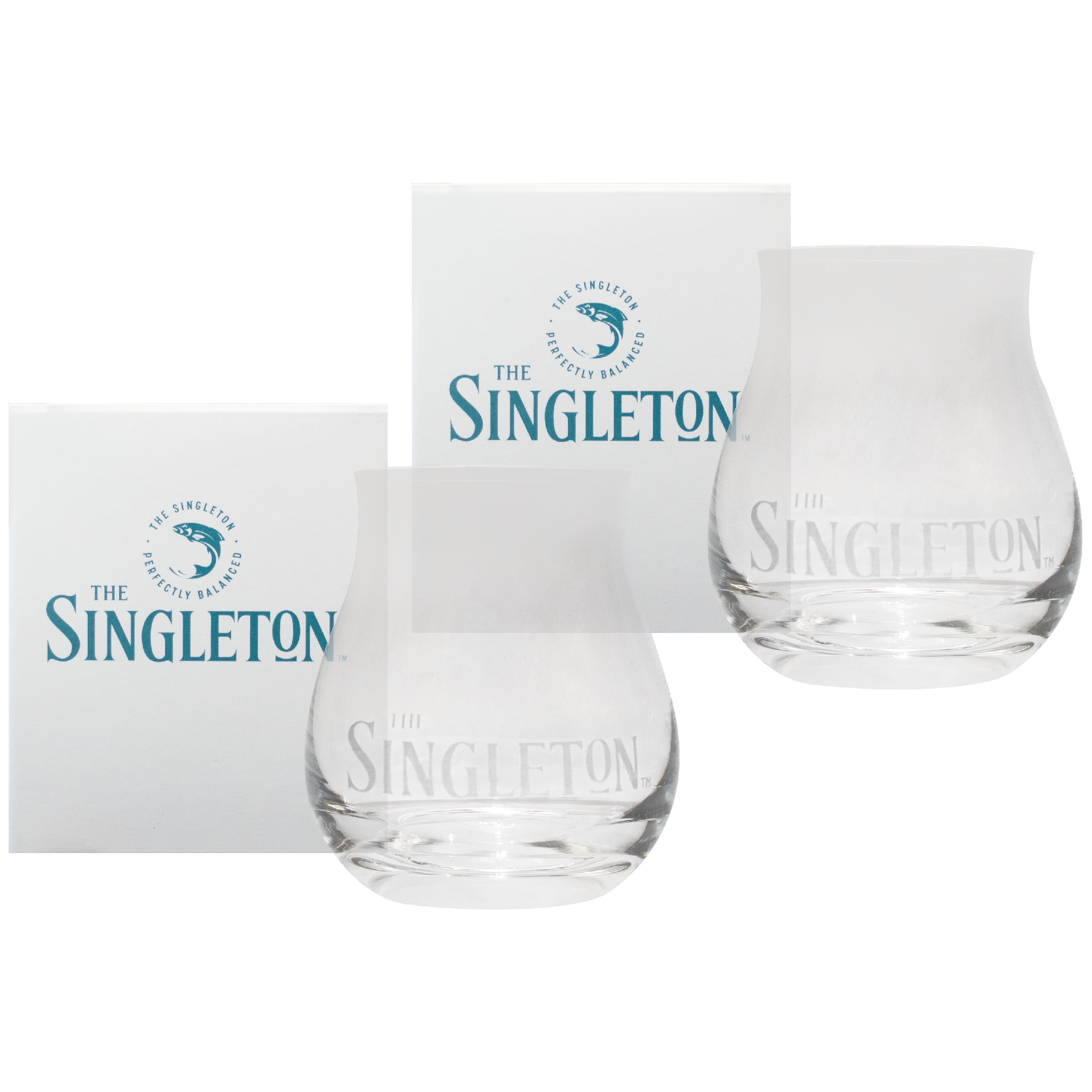 Pair of The Singleton dram glasses.