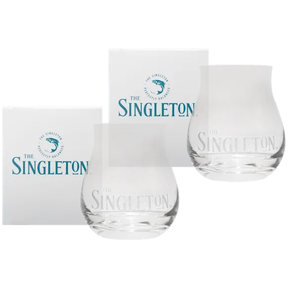 Ein Paar The Singleton Dram-Gläser.