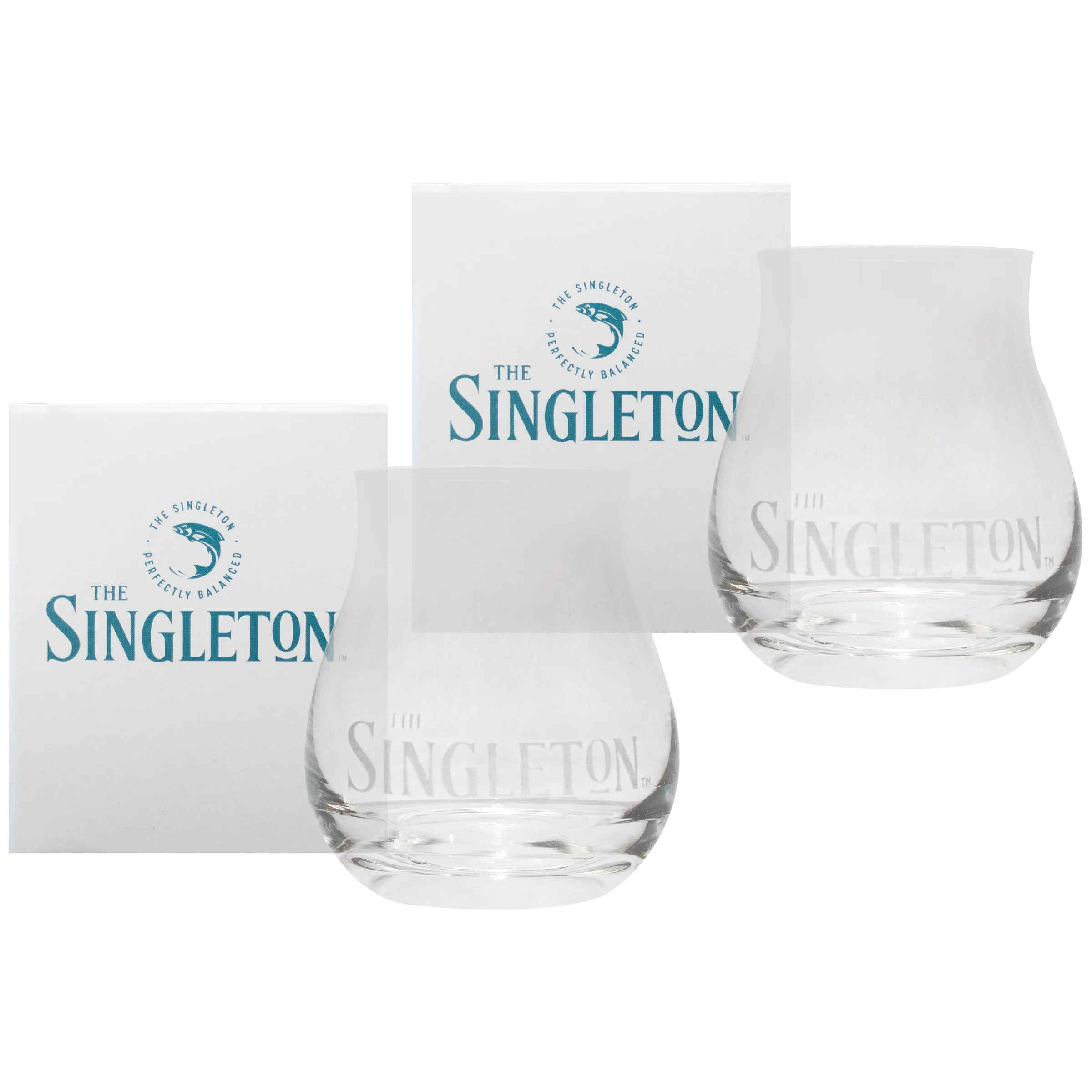 Pair of The Singleton dram glasses.