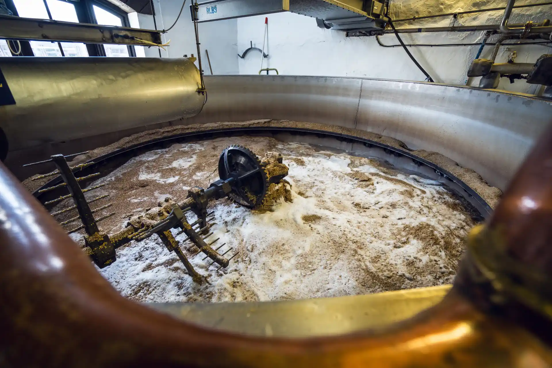 A vat of barley with water