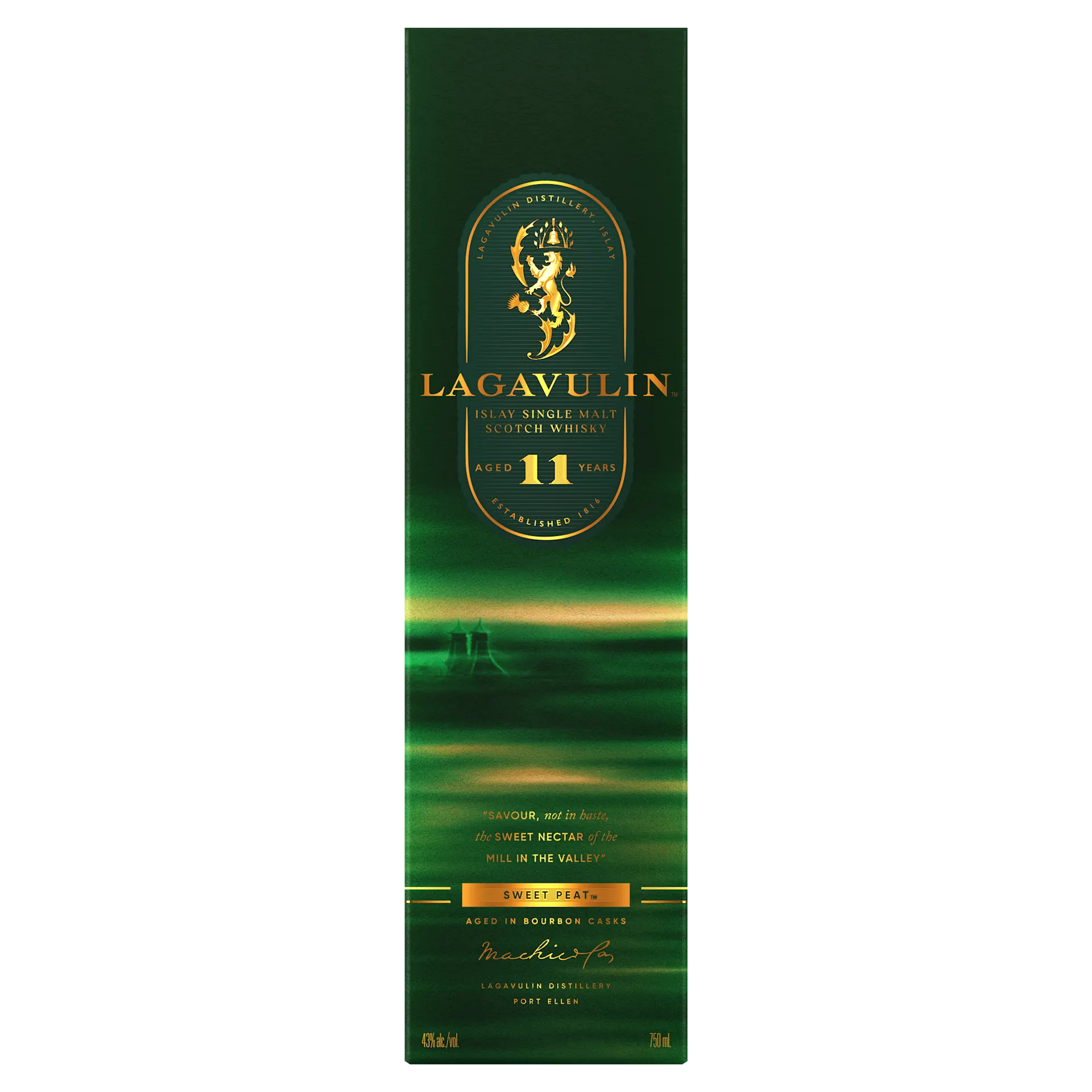 Box Image - Lagavulin 11 Year Old Sweet Peat Islay Single Malt Scotch Whisky, 750ml