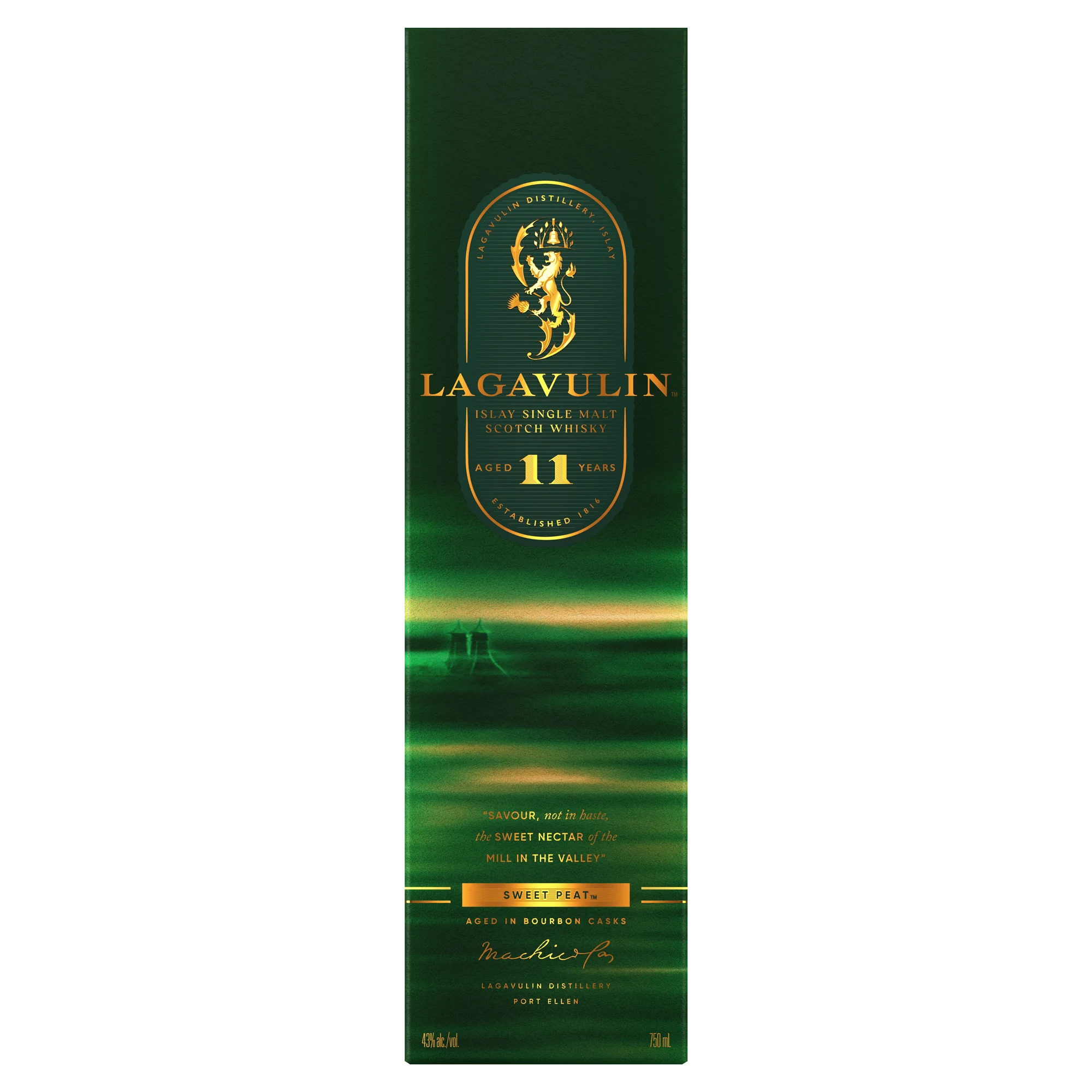 Box Image - Lagavulin 11 Year Old Sweet Peat Islay Single Malt Scotch Whisky, 750ml