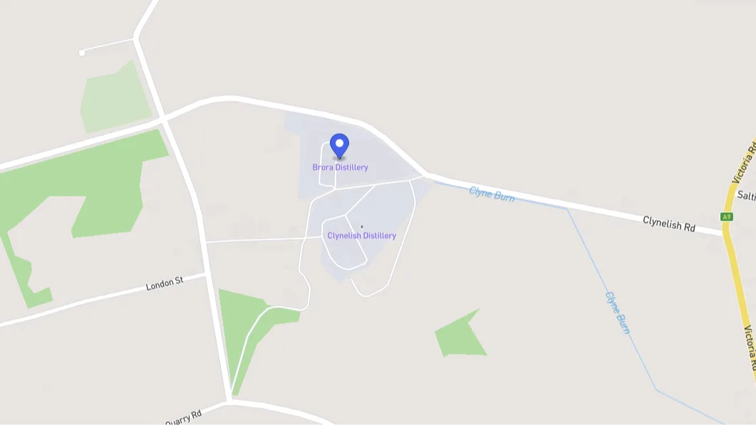 Map view of Brora distillery