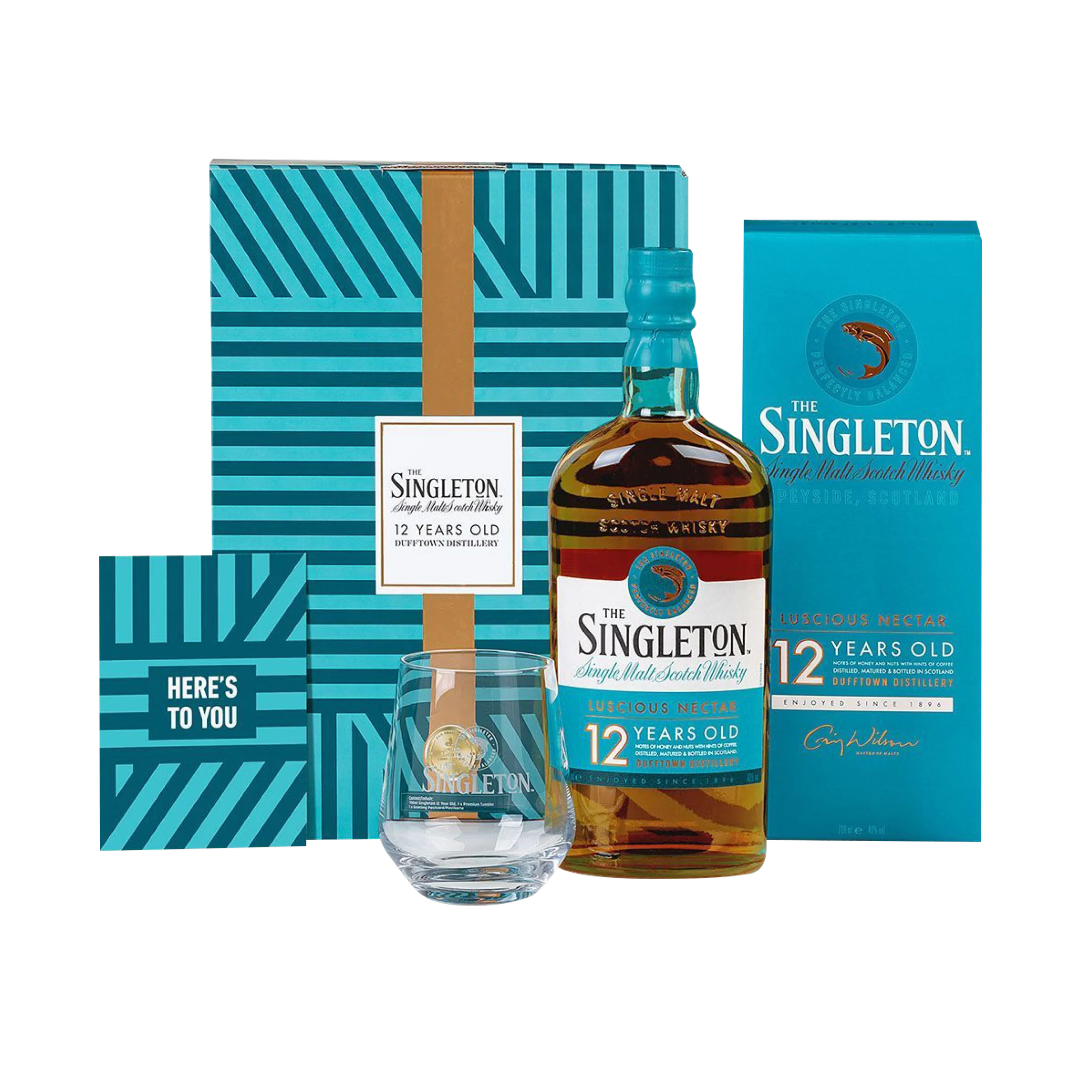 The Singleton of Dufftown 12 Year Old Single Malt Scotch Whisky 70cl in a High Quality Gift Set with Glass & Greeting Card