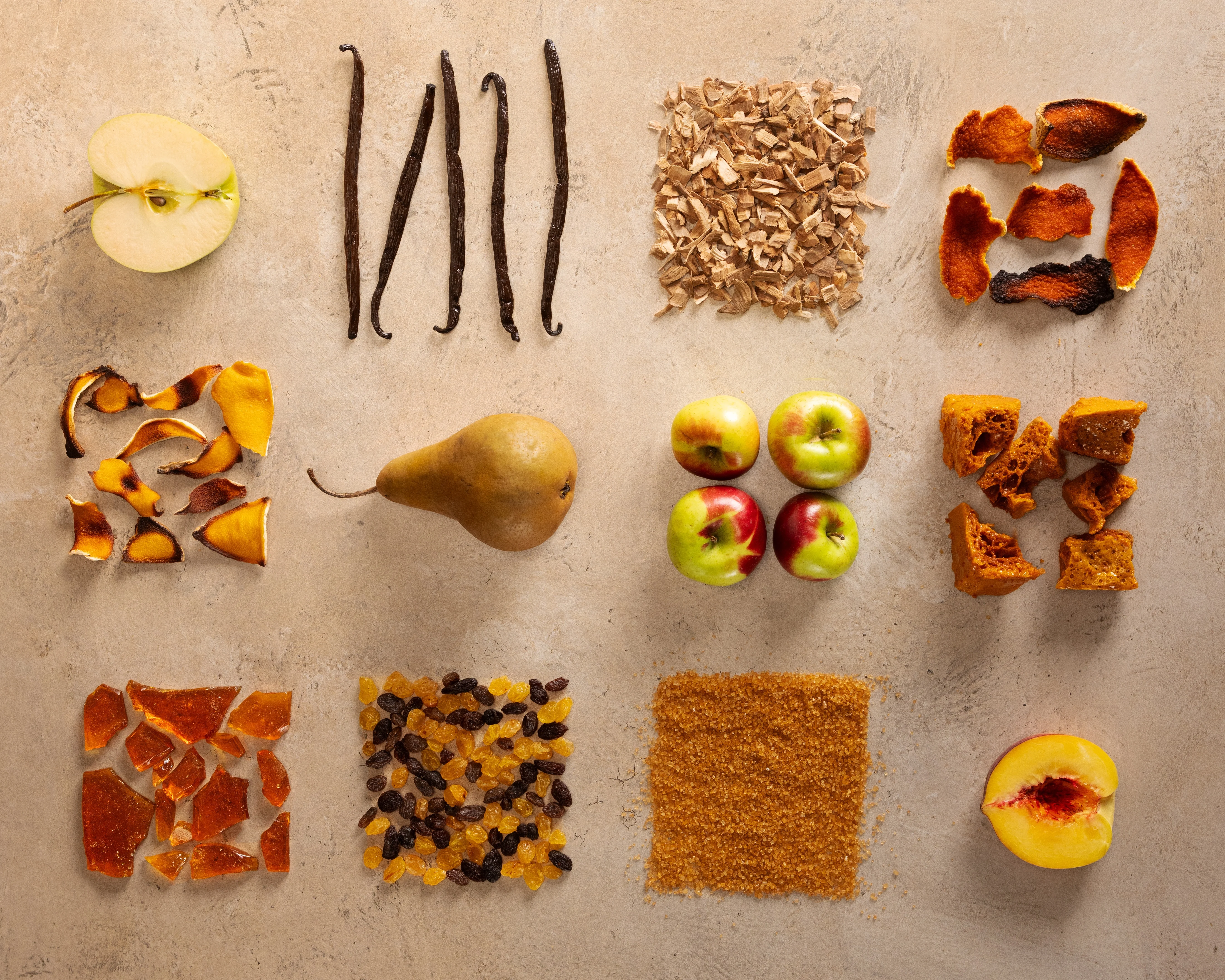 Oban 15 fruits and spices on a textured background