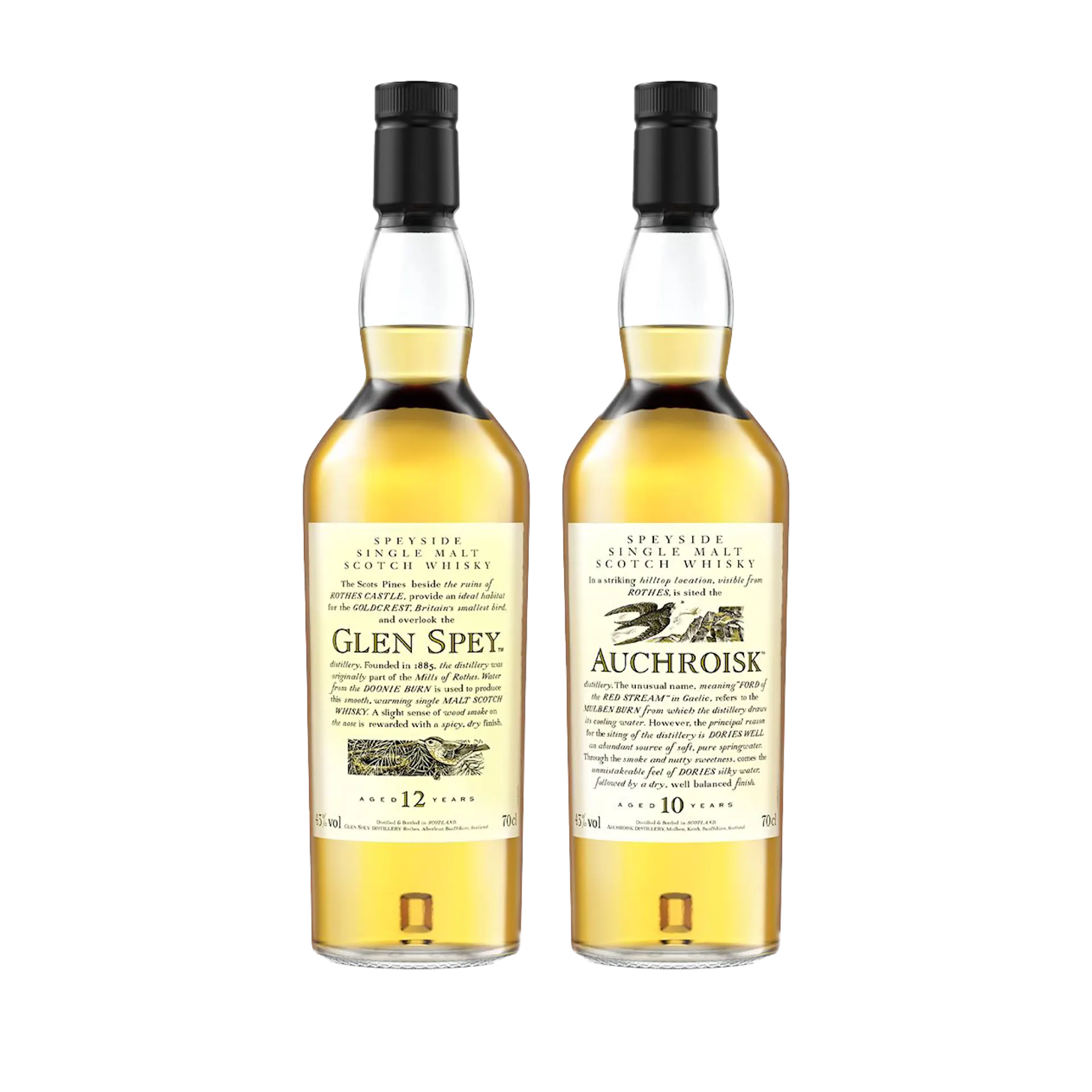 Flora & Fauna Bundle - Auchroisk 10 Year Old + Glen Spey 12 Year Old Single Malt Scotch Whisky, 2x70cl