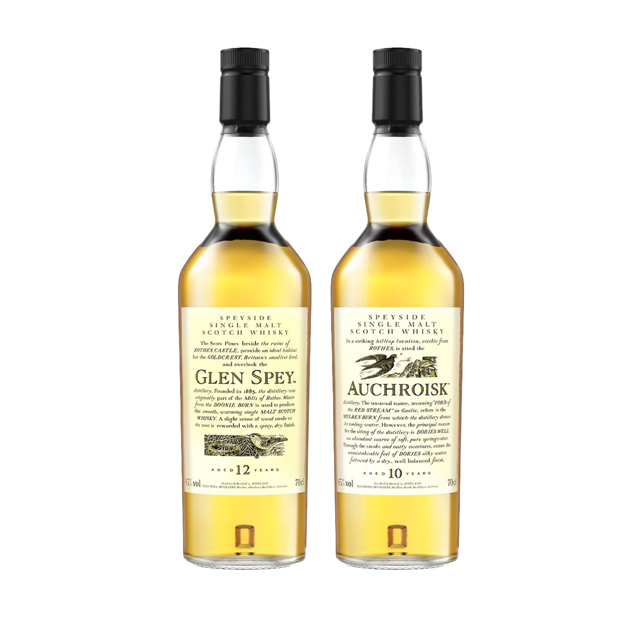Flora & Fauna Bundle - Auchroisk 10 Year Old + Glen Spey 12 Year Old Single Malt Scotch Whisky, 2x70cl