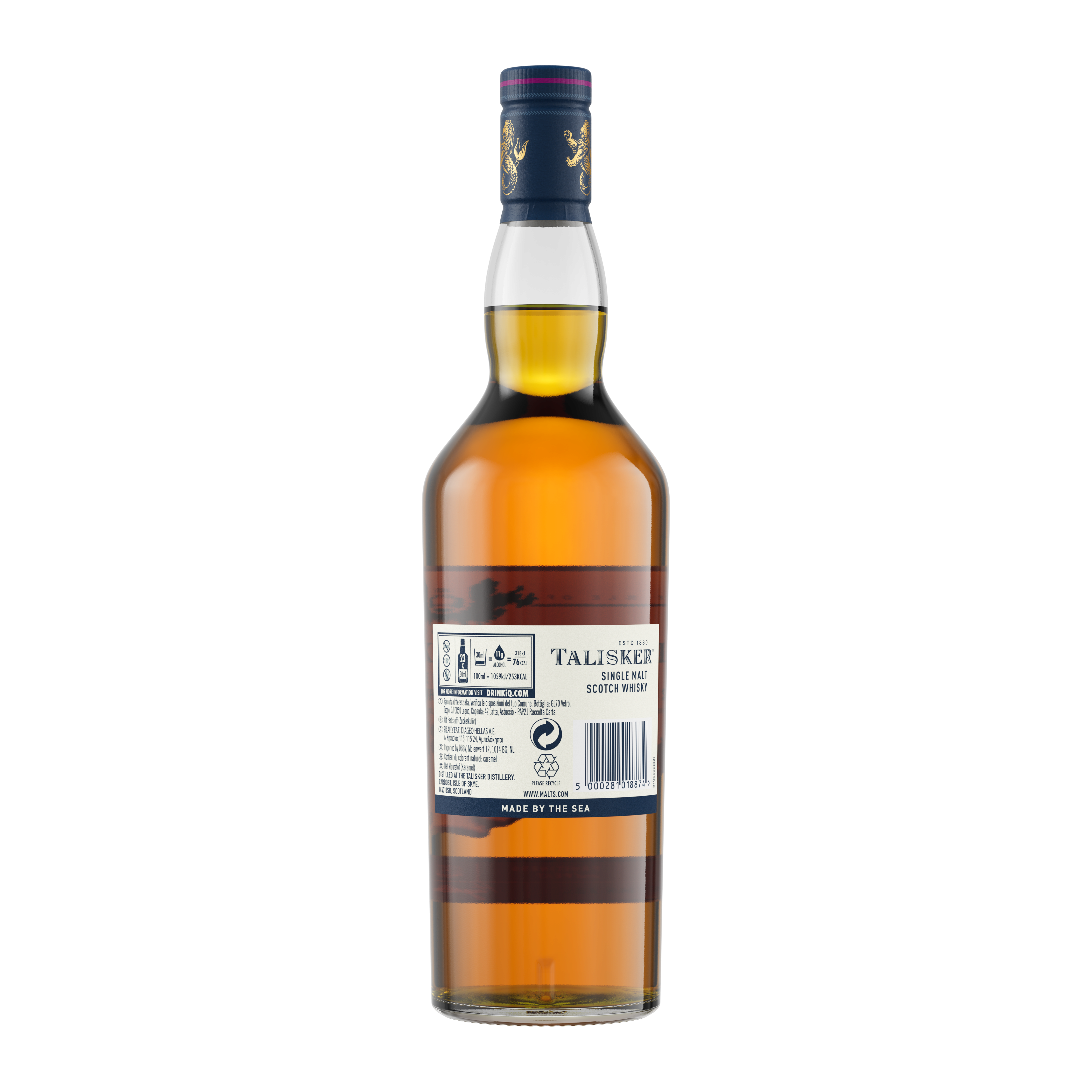 Talisker 18 Year Old Single Malt Scotch Whisky, 70cl Back of bottle