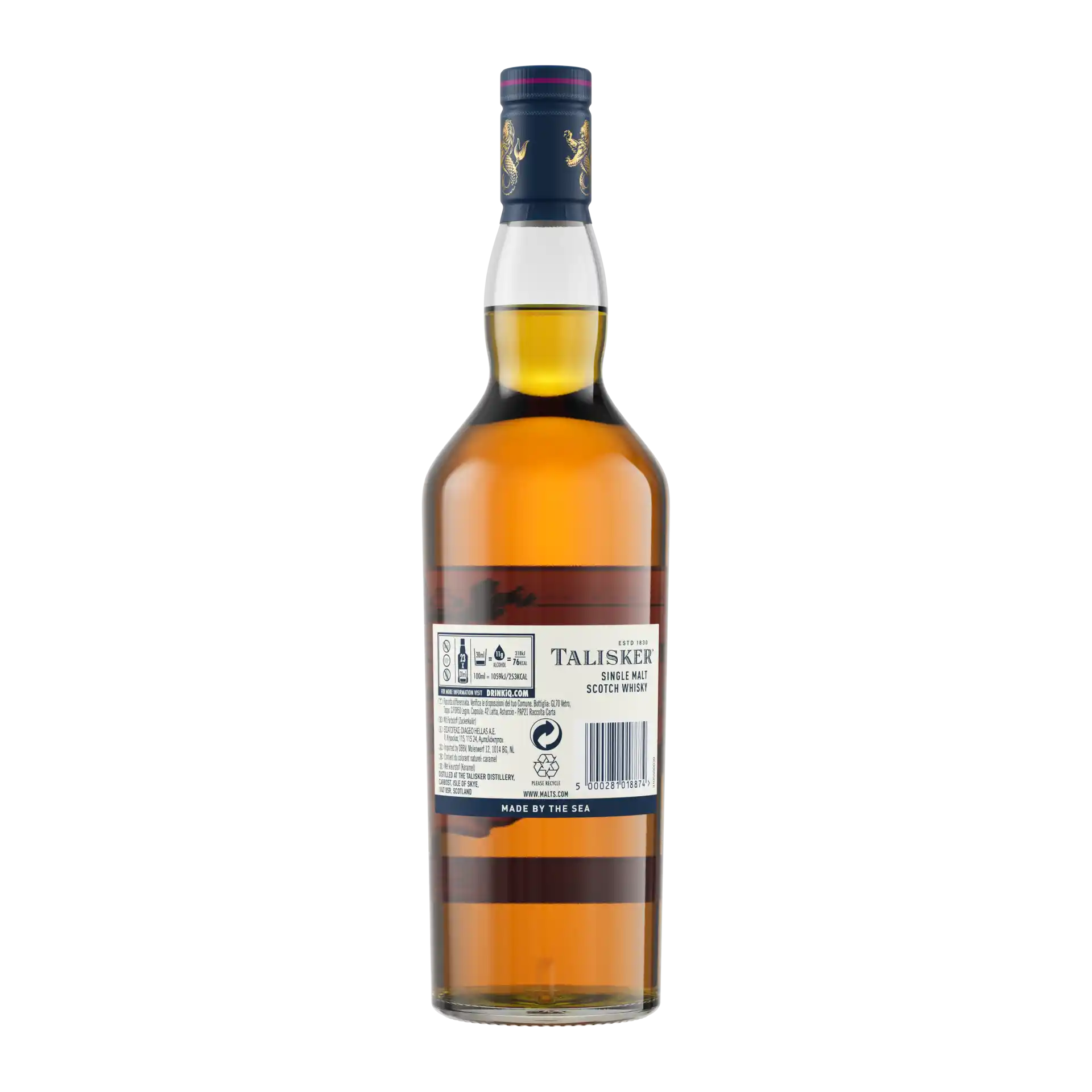 Talisker 18 Year Old Single Malt Scotch Whisky, 70cl Back of bottle 