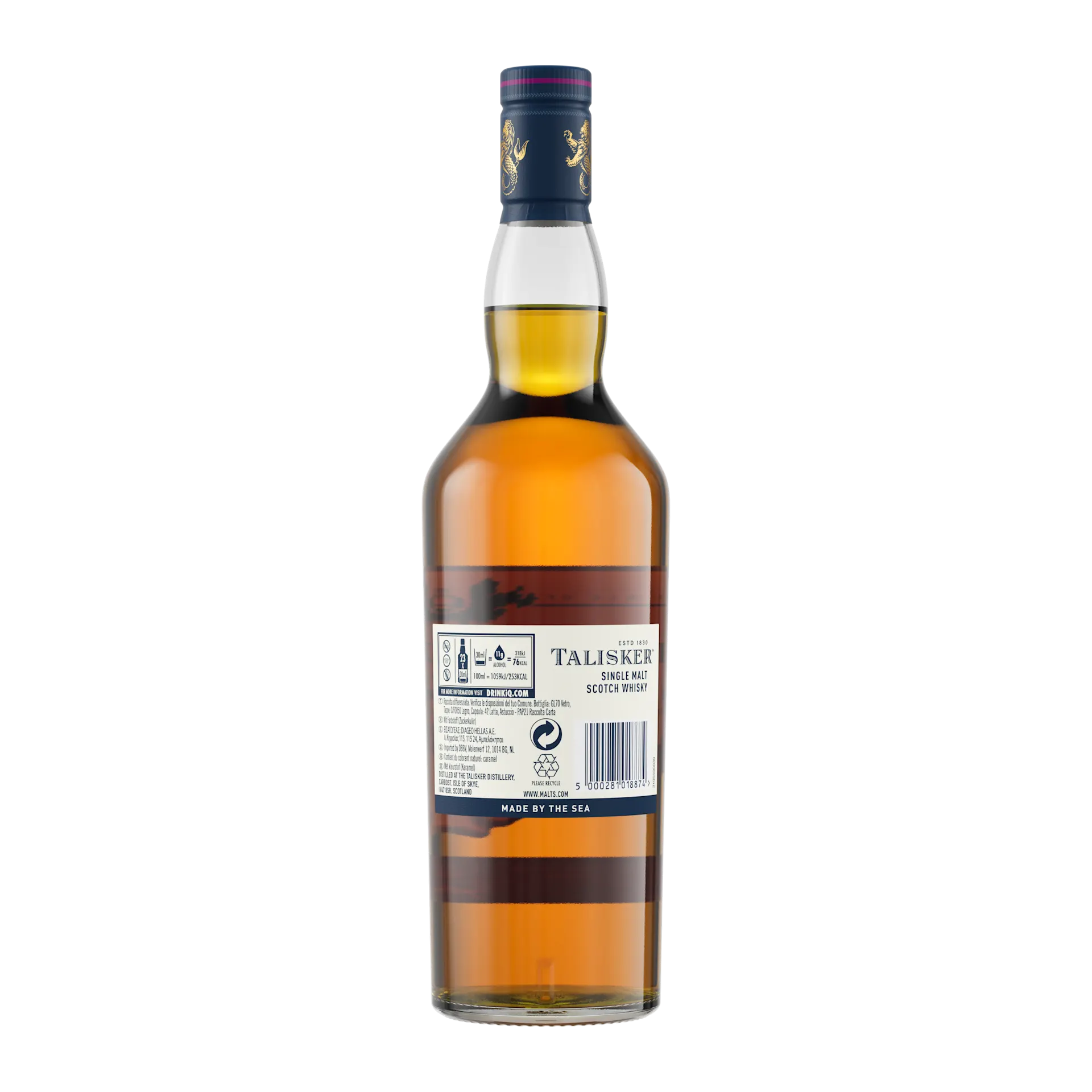 Talisker 18 Year Old Single Malt Scotch Whisky, 70cl Back of bottle