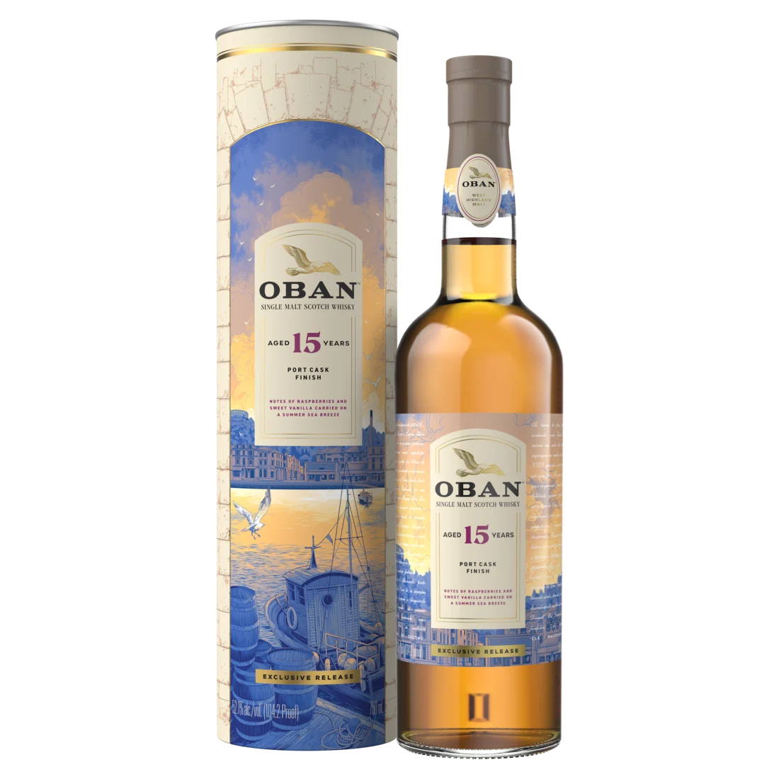 Bottle front of Oban Aged 15 Years Port Cask Finish Single Malt Scotch Whisky