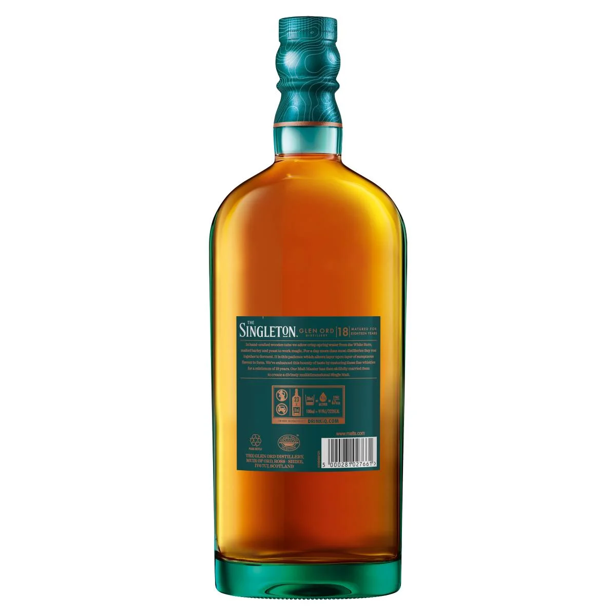 The Singleton of Glen Ord 18 Year Old Single Malt Scotch Whisky back label of the bottle