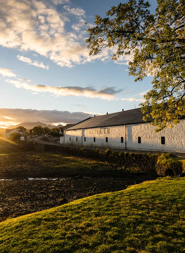 A sunny sky over Talisker distillery
