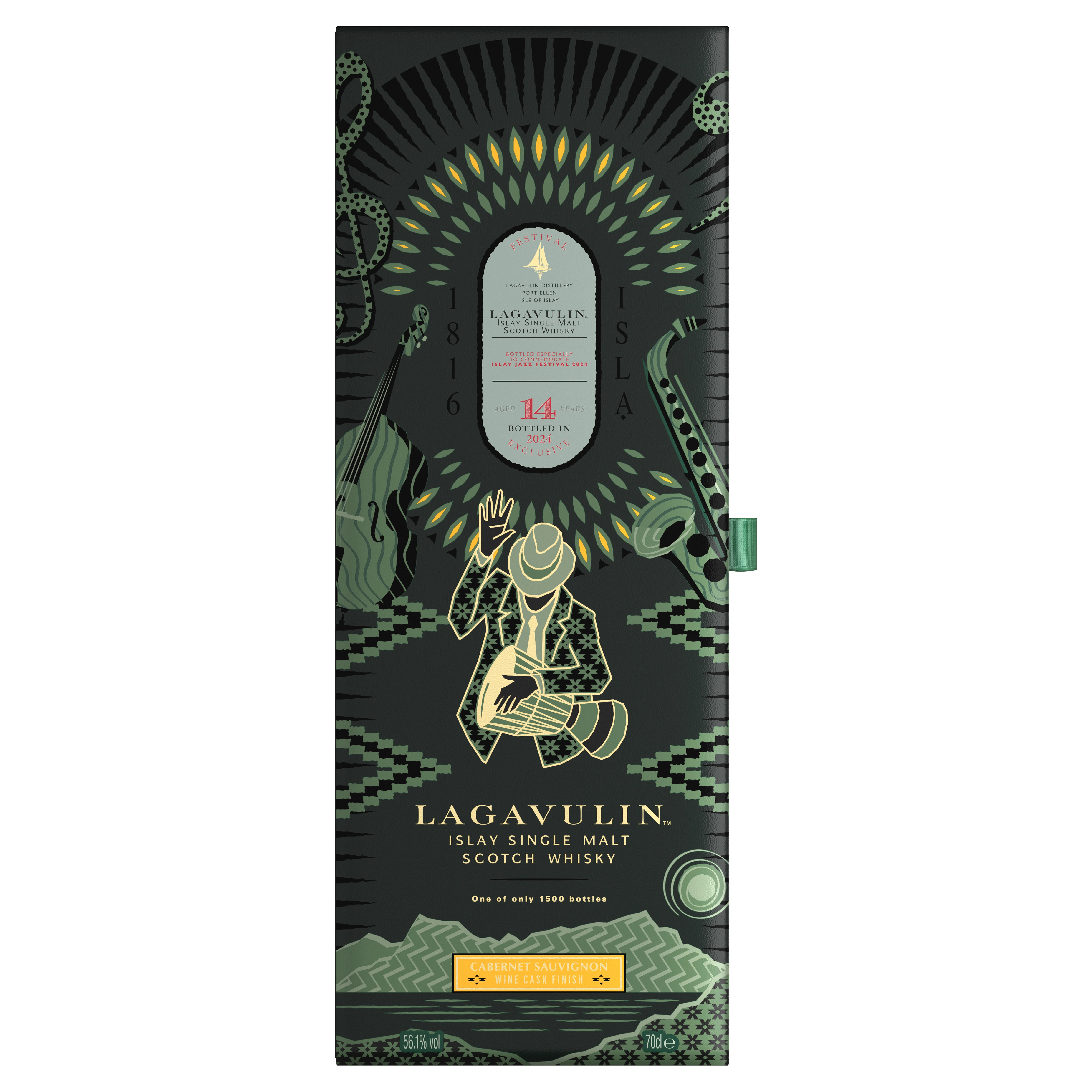 Die Verpackung des 14-jährigen Lagavulin Islay Single Malt Scotch Whisky.