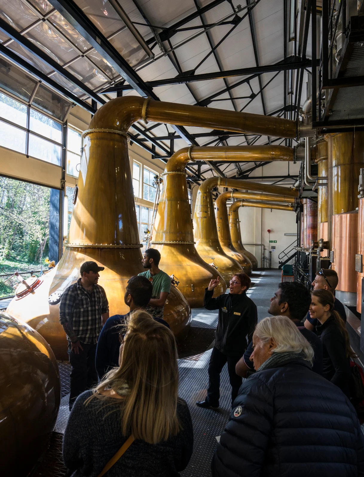 A group of people being given a guided tour of the The Singleton Distilleries 