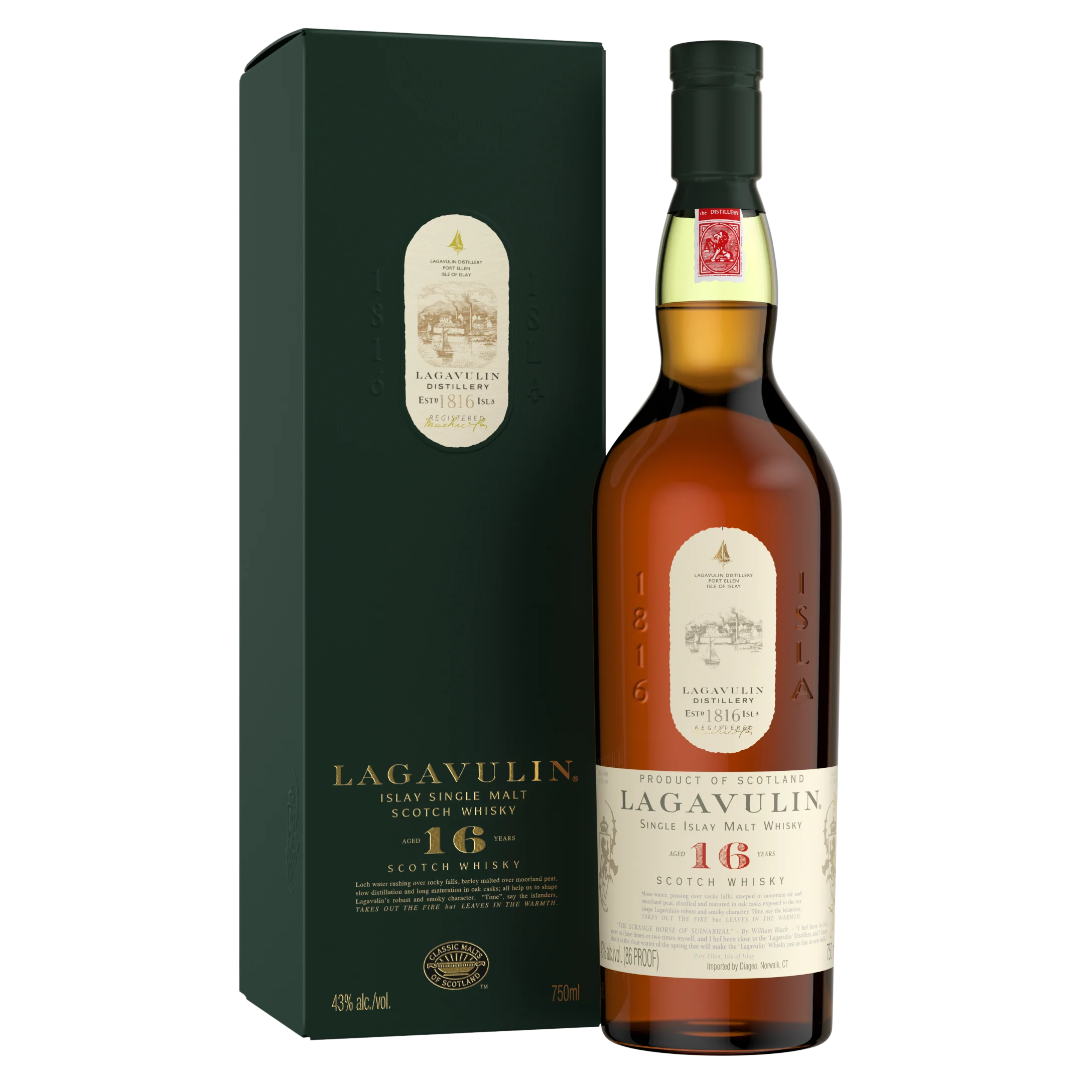 Lagavulin 16 Year Old Single Malt Scotch Whisky, 750ml