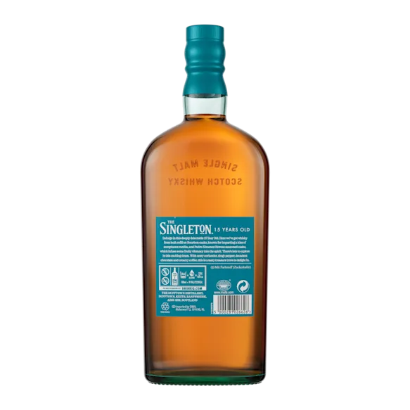 The Singleton of Dufftown 15 Year Old Single Malt Scotch Whisky, 70cl Back of bottle