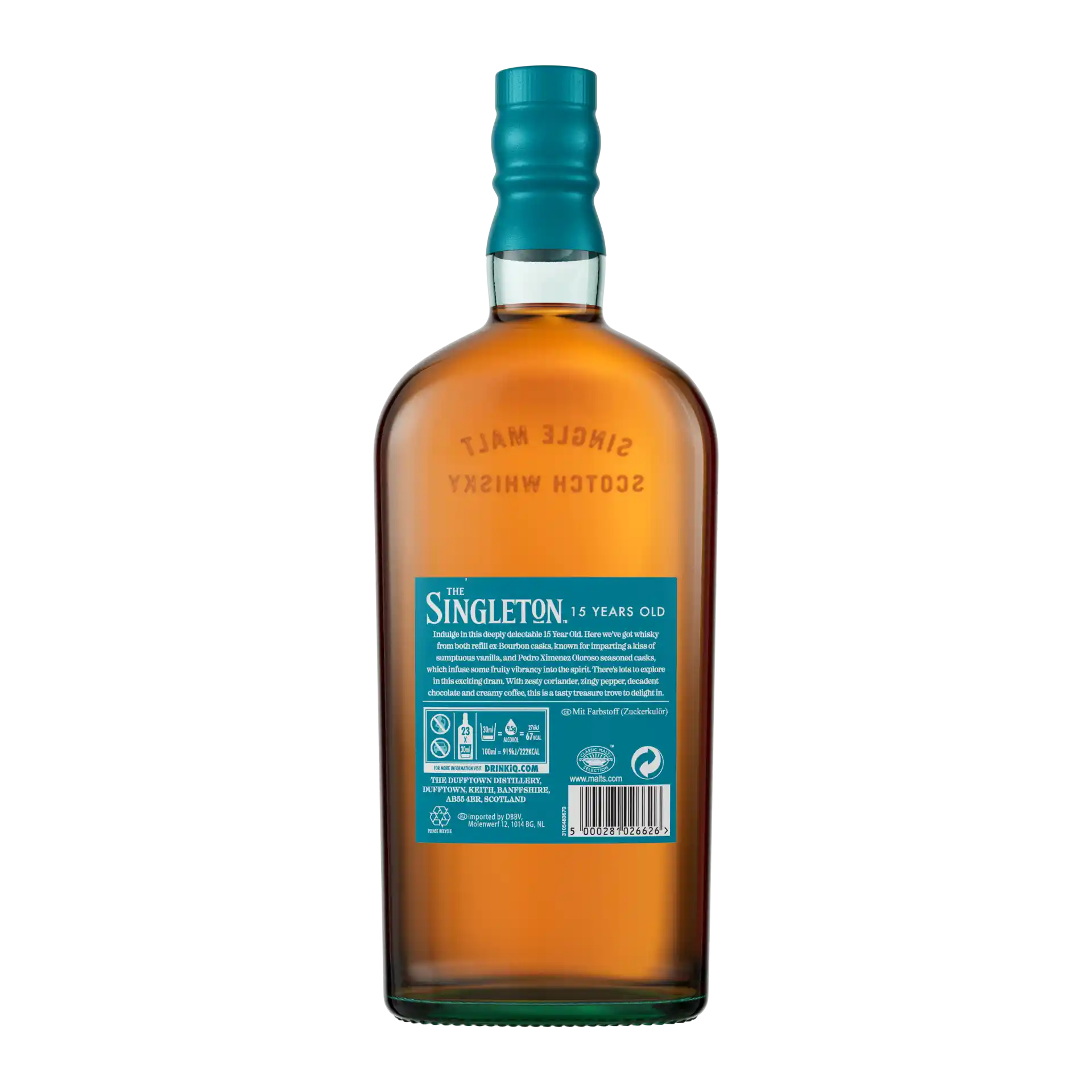 The Singleton of Dufftown 15 Year Old Single Malt Scotch Whisky, 70cl Back of bottle