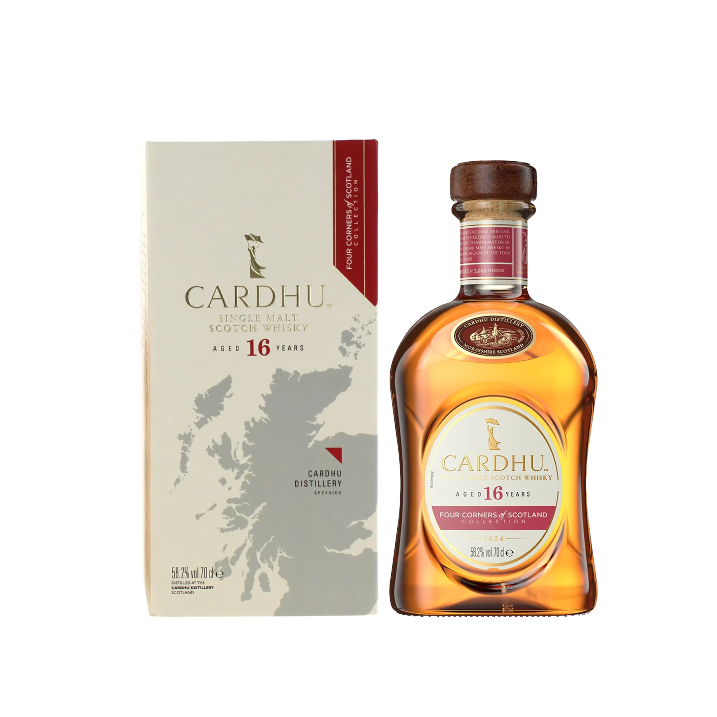 Cardhu 16 Year Old Single Malt Scotch Whisky, The Four Corners of Scotland Collection, 70cl - Bottle & Box