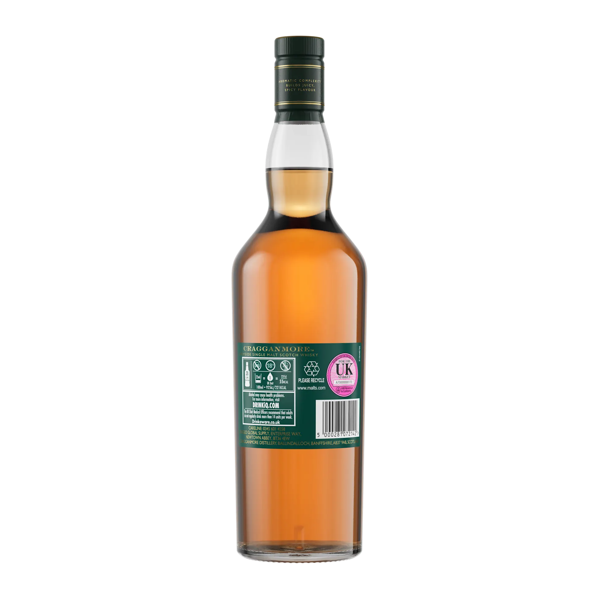 Back bottle view of Cragganmore 2022 Distillers Edition Single Malt Scotch Whisky, 70cl