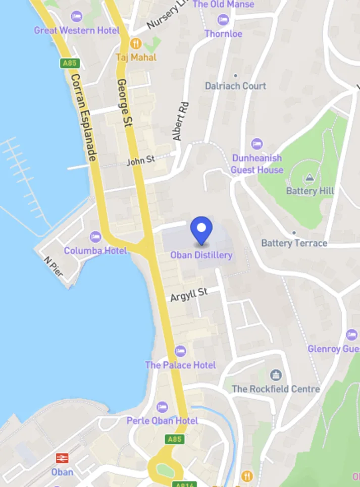 Kartenansicht der Oban-Brennerei