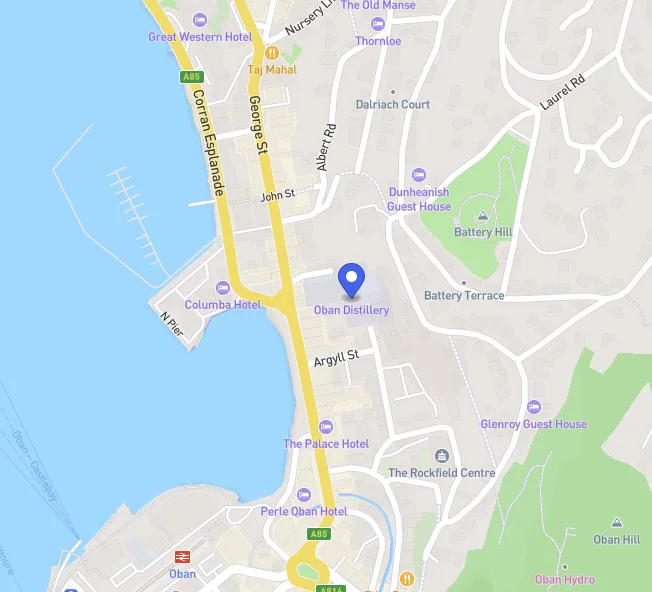 Map view of Oban distillery