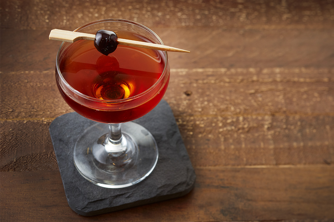 A classic Brooklyn cocktail, a twist on the Manhattan, in a coupe glass