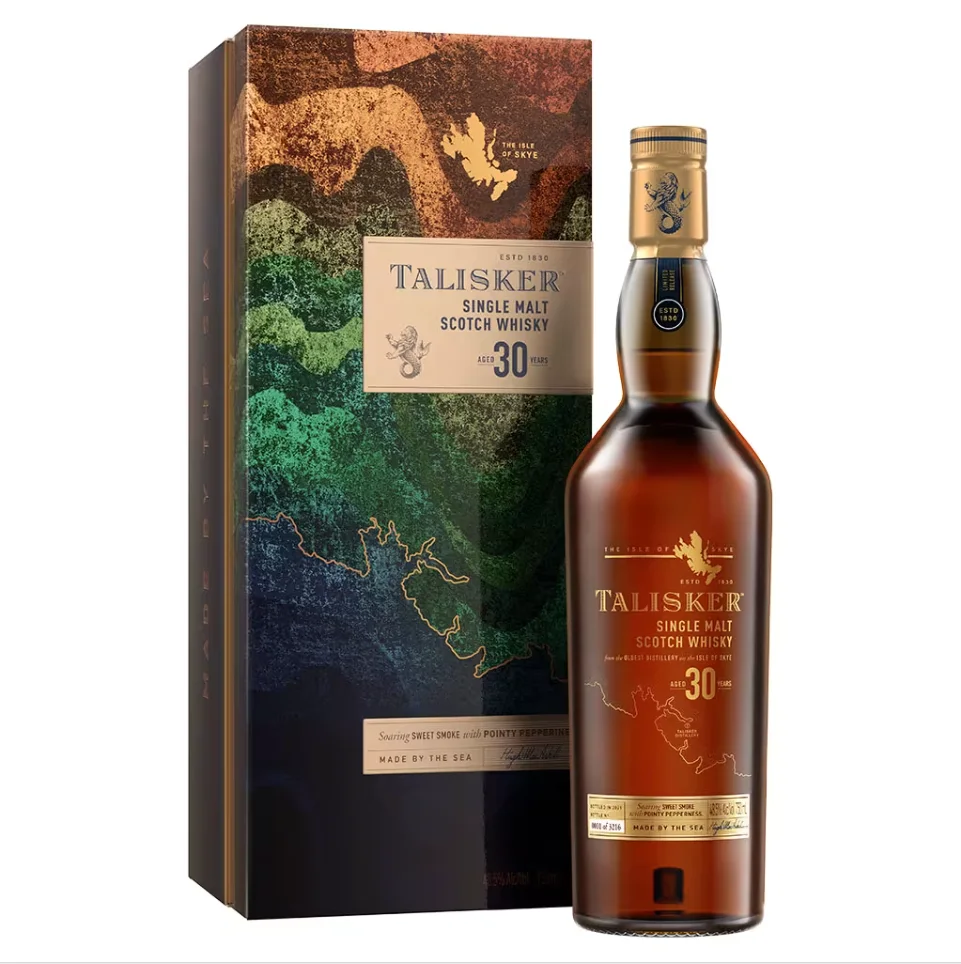 Bottle of Talisker Special Release 2023 Single Malt Scotch Whisky alongside decorative packaging