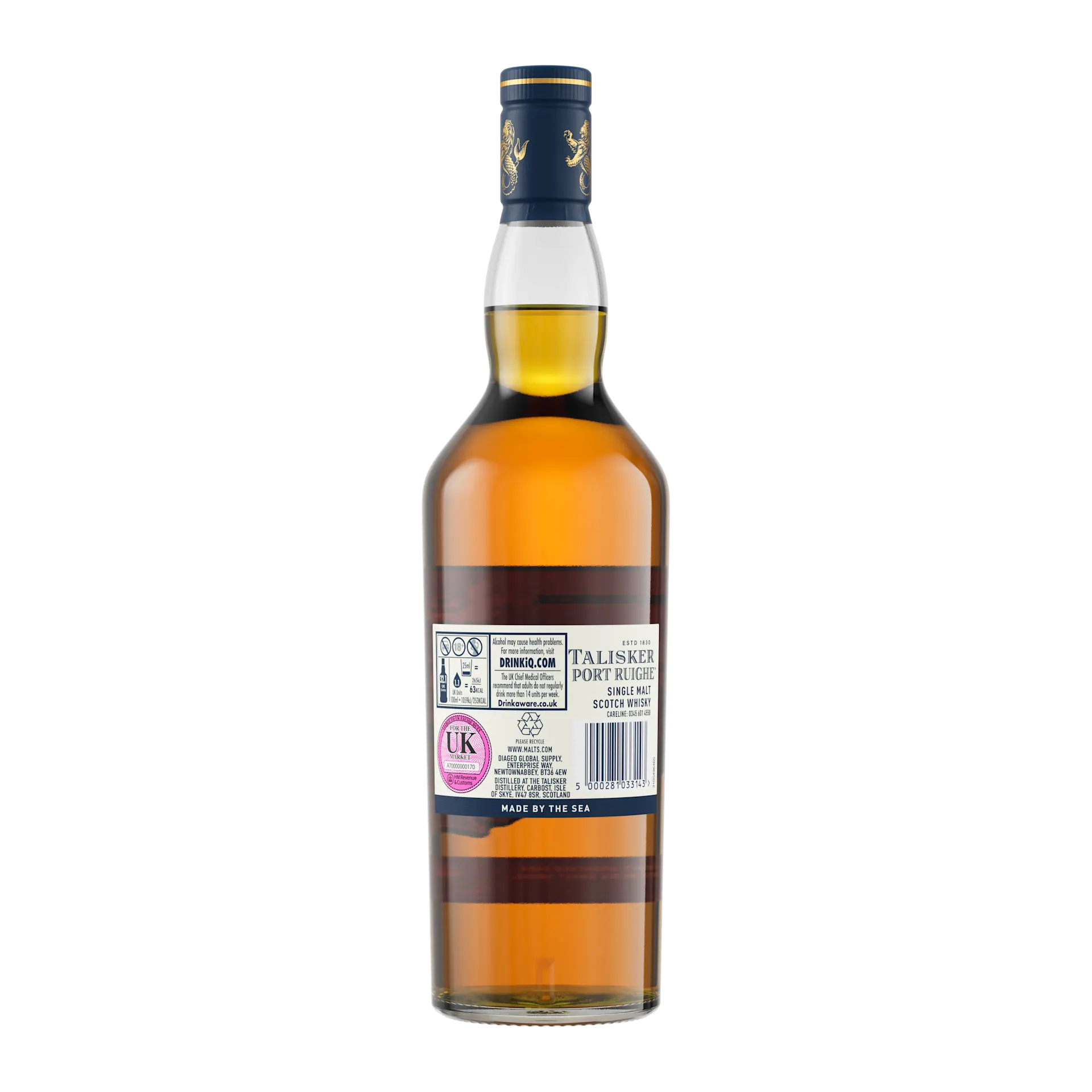 Talisker Port Ruighe Single Malt Scotch Whisky, 70cl - Back of Bottle