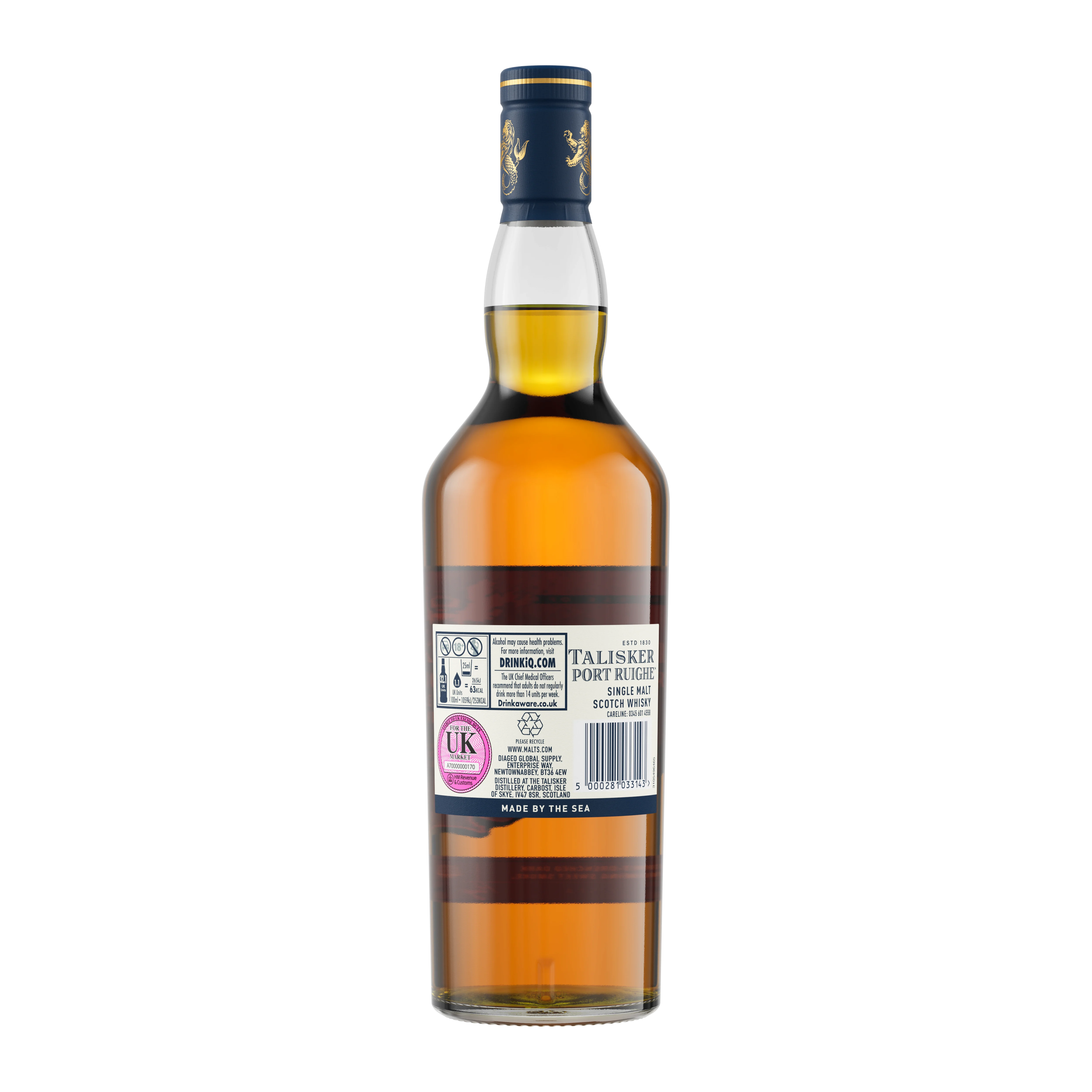Talisker Port Ruighe Single Malt Scotch Whisky, 70cl - Back of Bottle