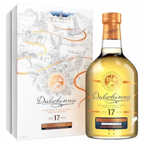 A bottle of Dalwhinnie 17 Year Old – 125th Anniversary Edition and its beatifully decorated box.