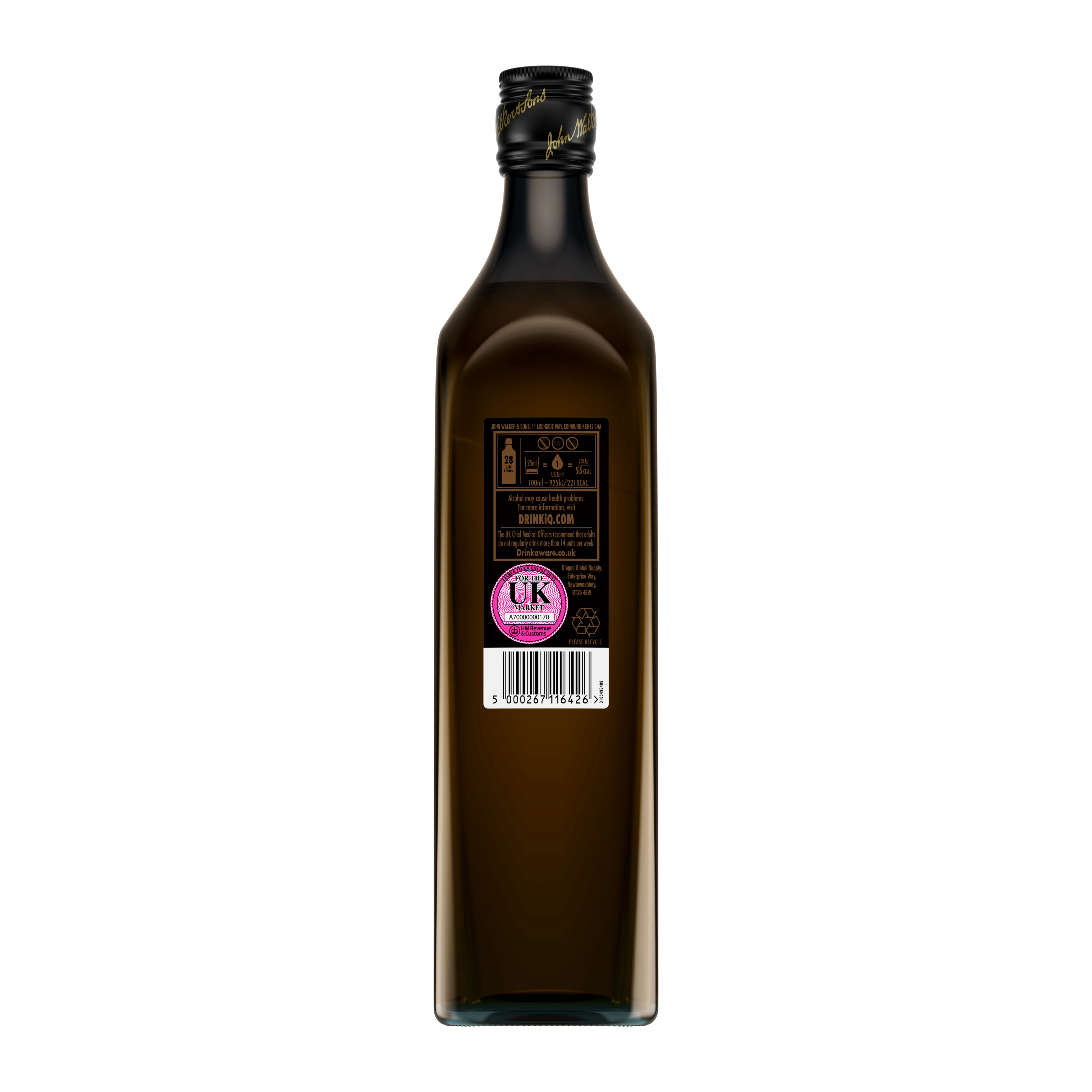 Johnnie Walker Double Black Blended Scotch Whisky, 70cl - Back of Bottle