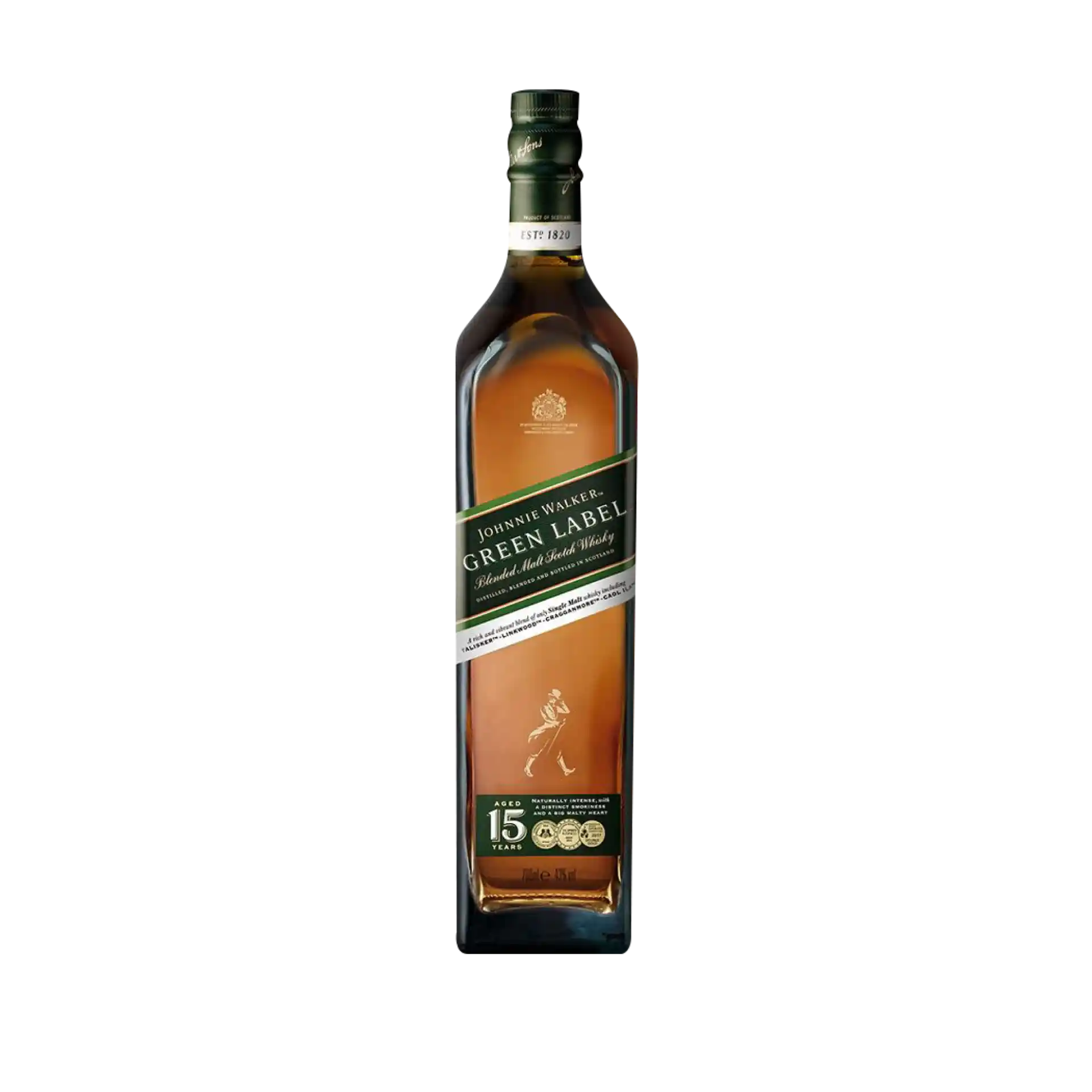 Johnnie Walker Green Label 15 Year Old Blended Scotch Whisky, 70cl