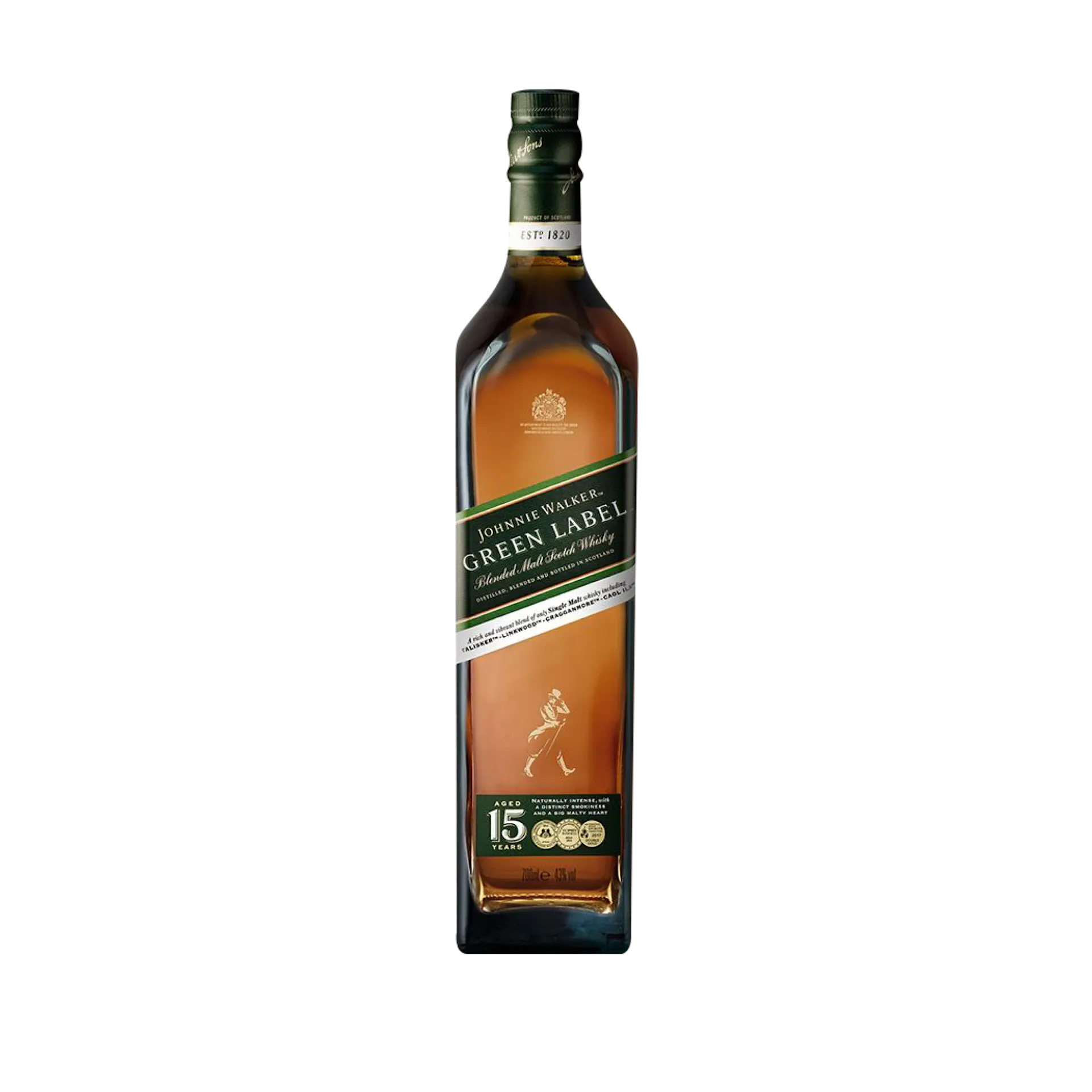 Johnnie Walker Green Label 15 Year Old Blended Scotch Whisky, 70cl NE