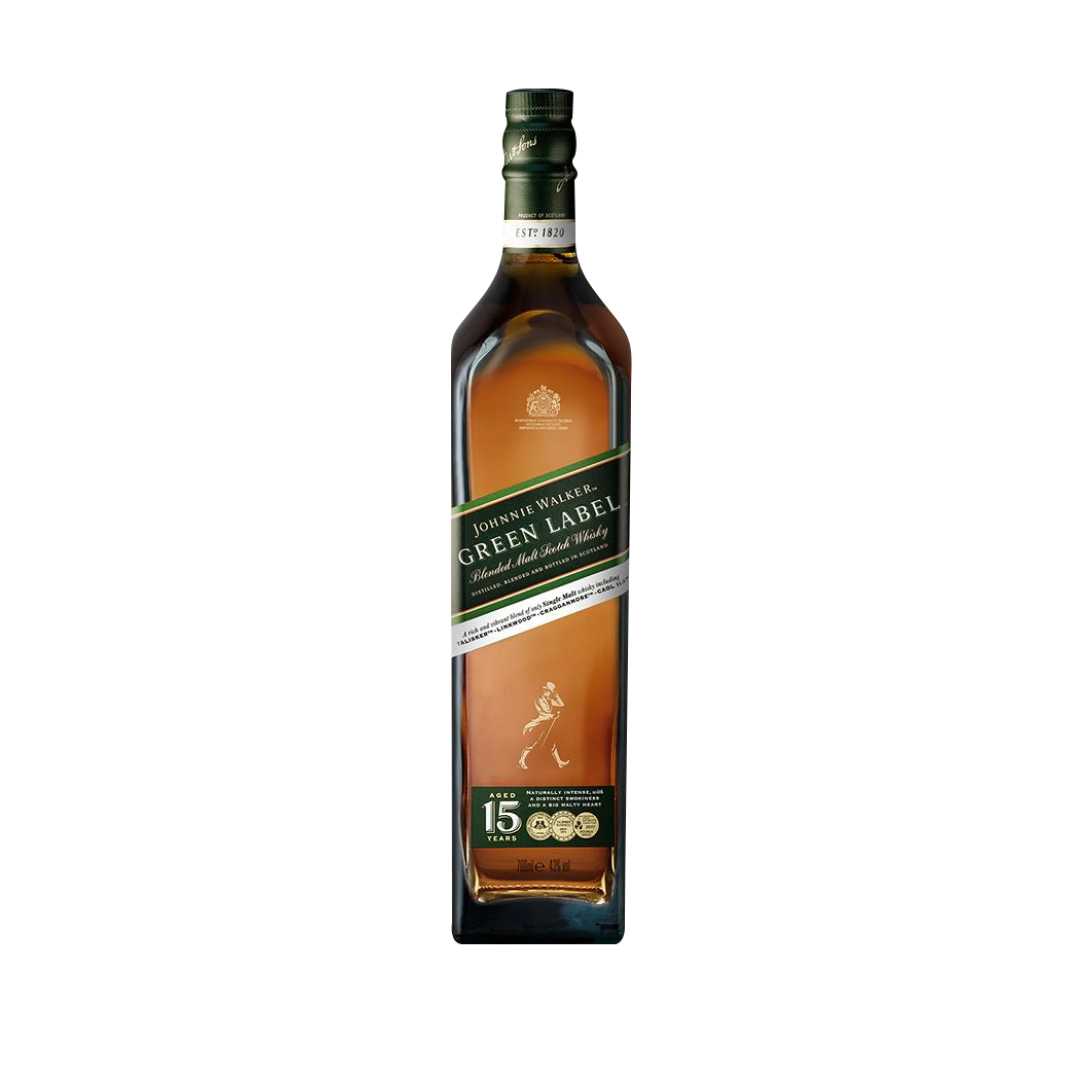 Johnnie Walker Green Label 15 Year Old Blended Scotch Whisky, 70cl