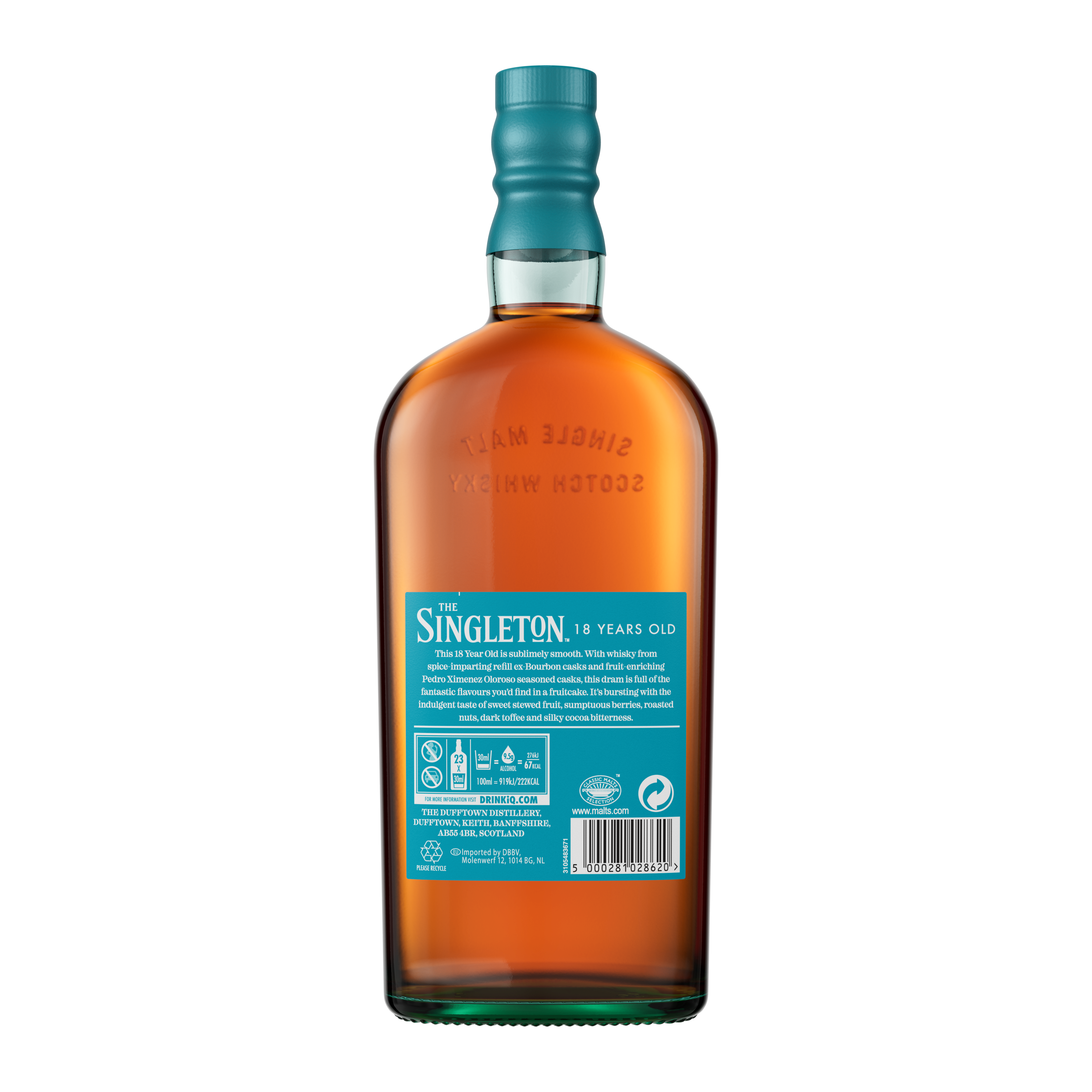 The Singleton of Dufftown 18 Year Old Single Malt Scotch Whisky, 70cl Back of bottle