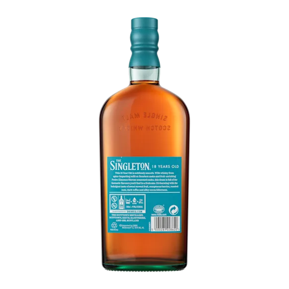 The Singleton of Dufftown 18 Year Old Single Malt Scotch Whisky, 70cl Back of bottle