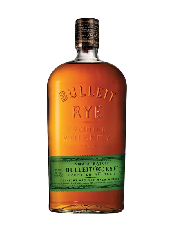 A bottle of Bulleit rye whiskey
