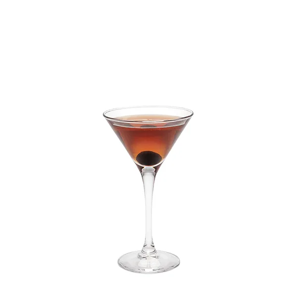 Ein brauner Cocktail in einem Martini-Glas