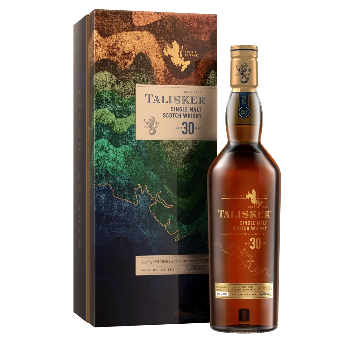 Talisker 30 Year Old Single Malt Scotch Whisky, 70cl - Main, Bottle and Box