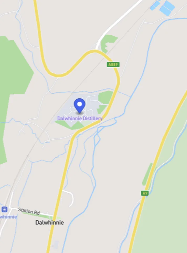 Kaartweergave van Dalwhinnie distilleerderij