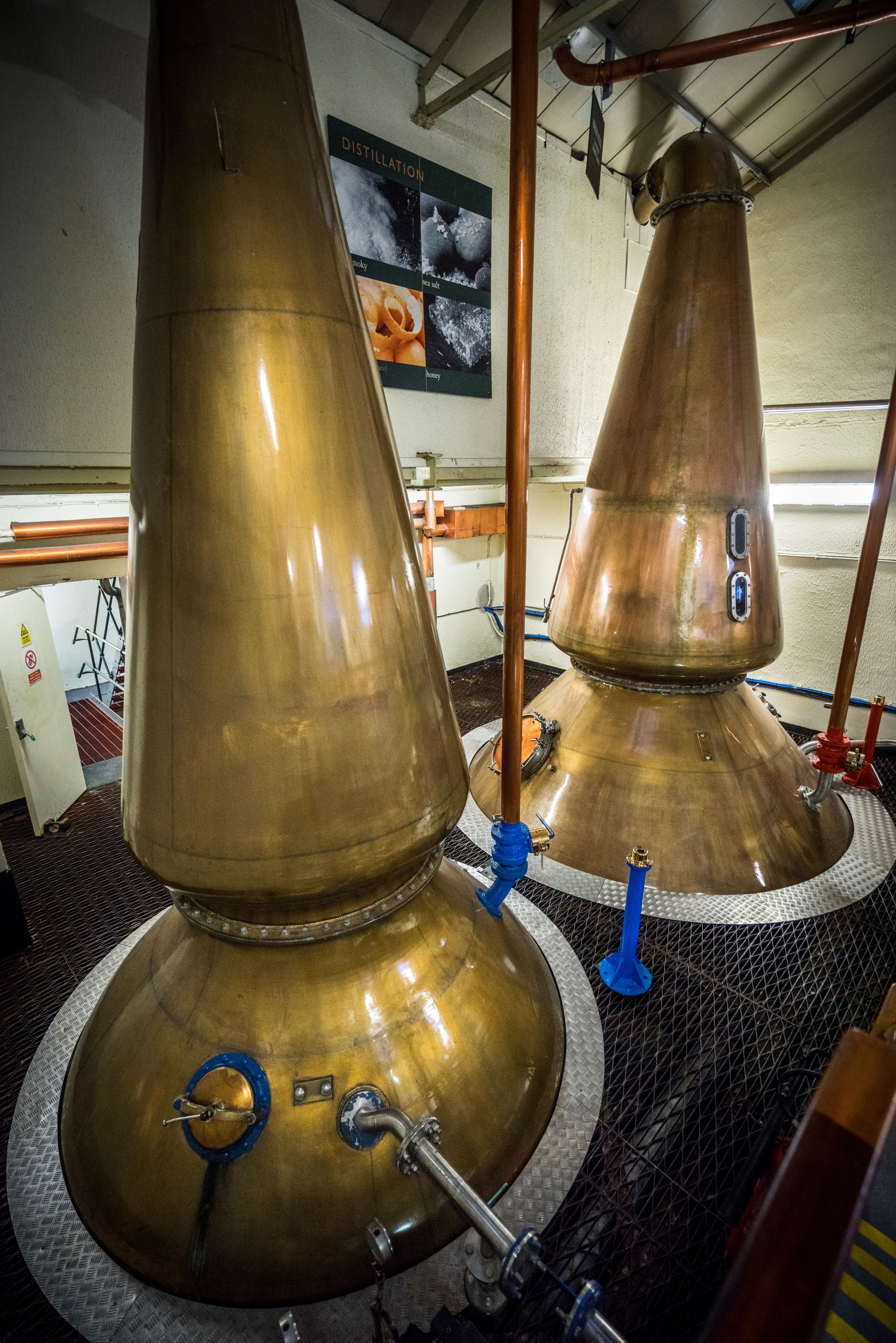 Inside of a working whisky distillery 