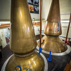 Inside of a working whisky distillery