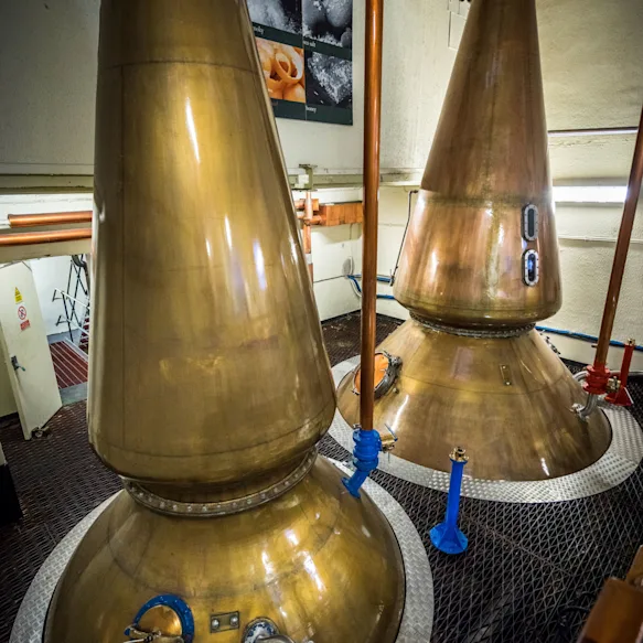 Inside of a working whisky distillery