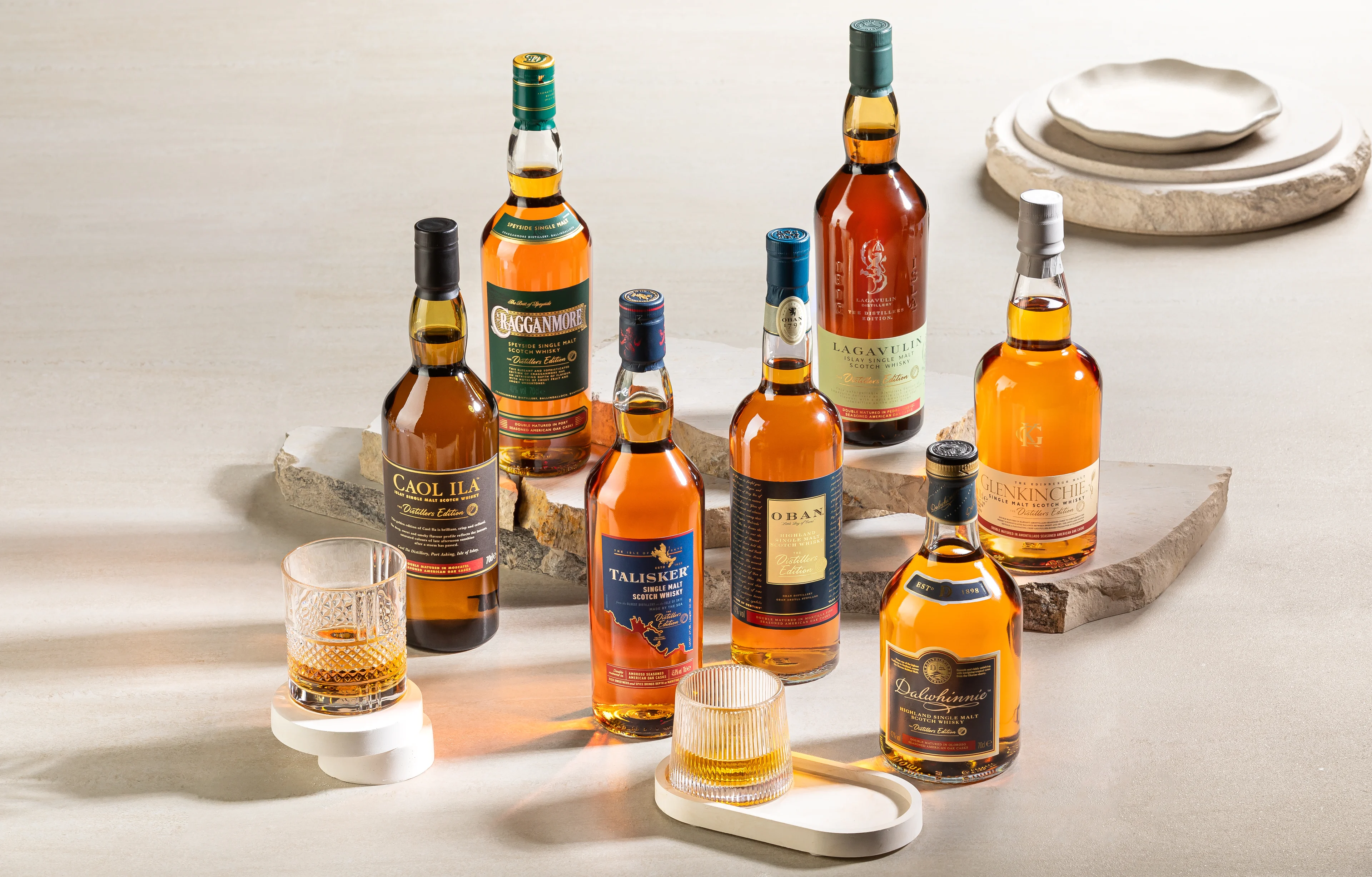 Lagavulin, Oban, Talisker, Dalwhinnie, Cragganmore, Caol Isle and Glenkinchie Distillers Editions