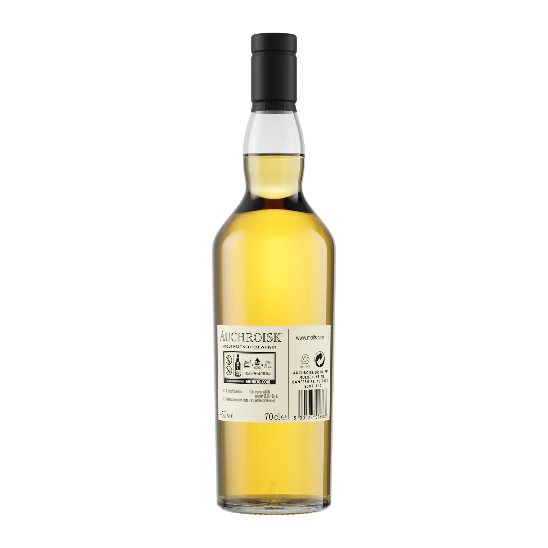 Back of the bottle view of Auchroisk 10 Year Old Flora &amp; Fauna Single Malt Whisky, 70cl