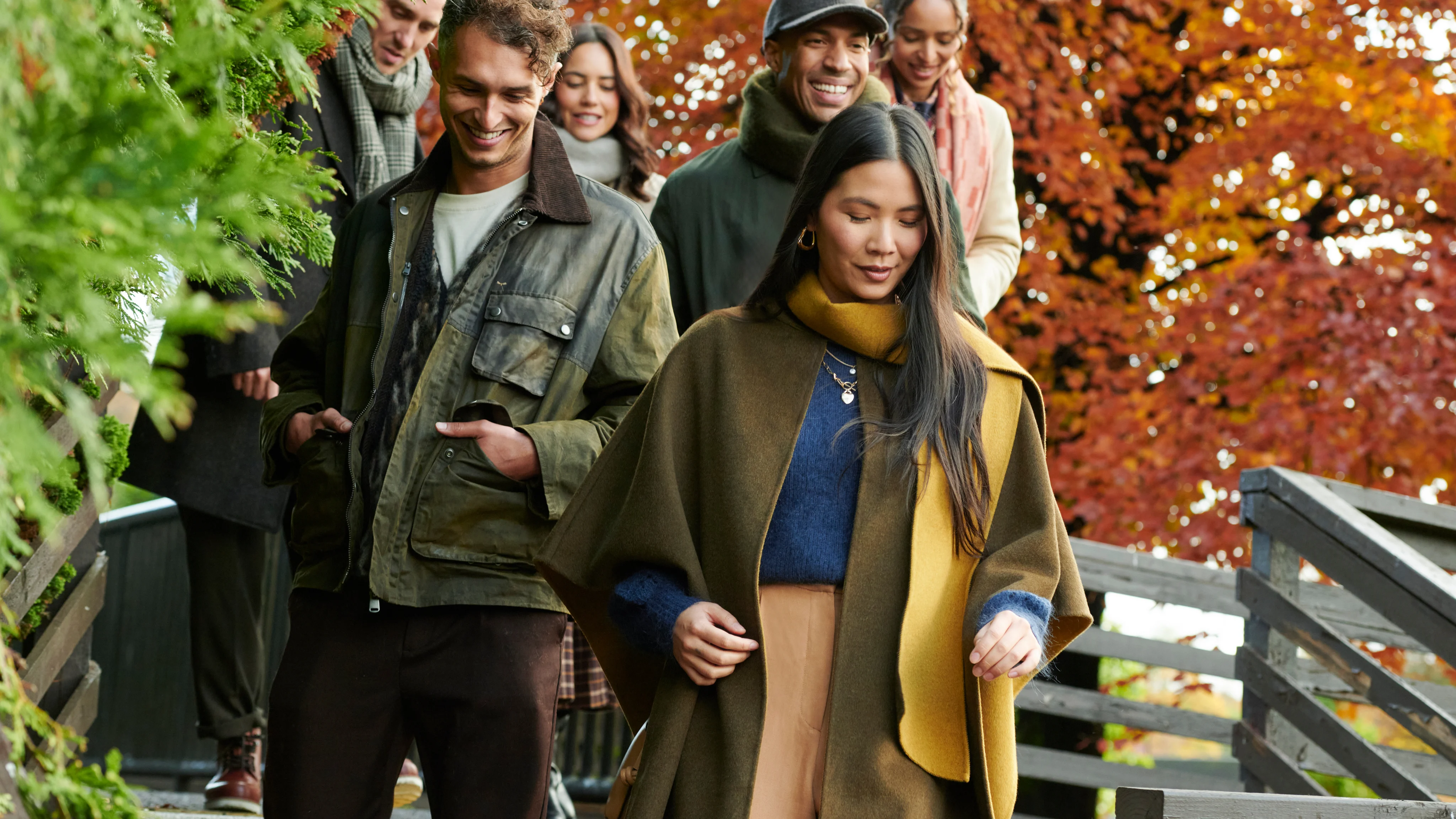 A group of friends walking outside